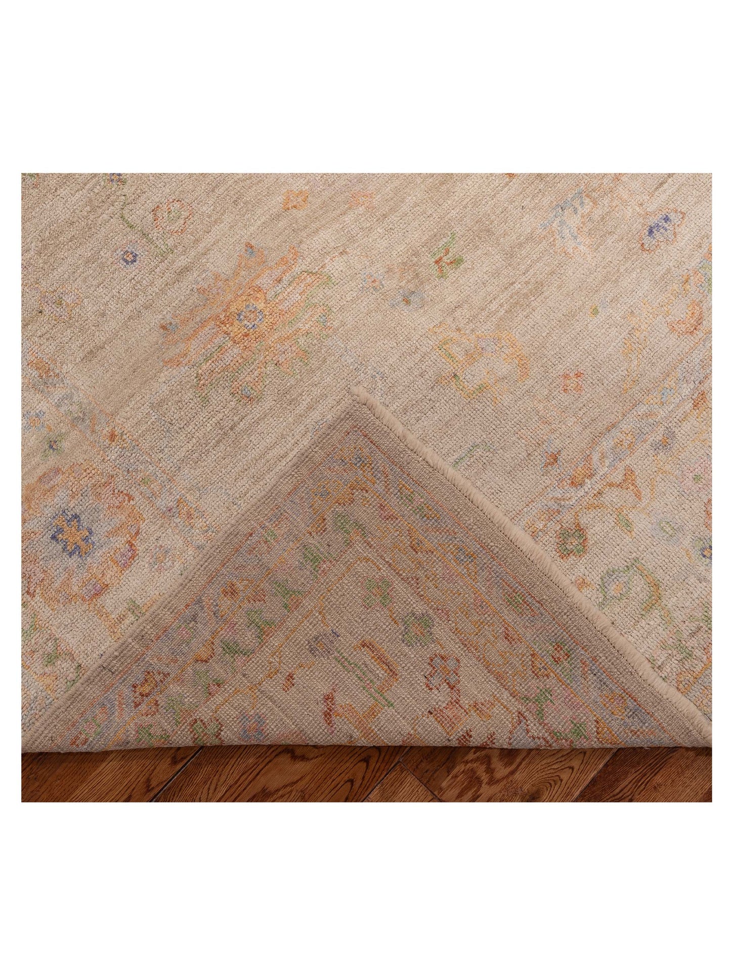 Angora Oushak 153966 Beige Beige 7.11x9.9 Hand Knotted Rug