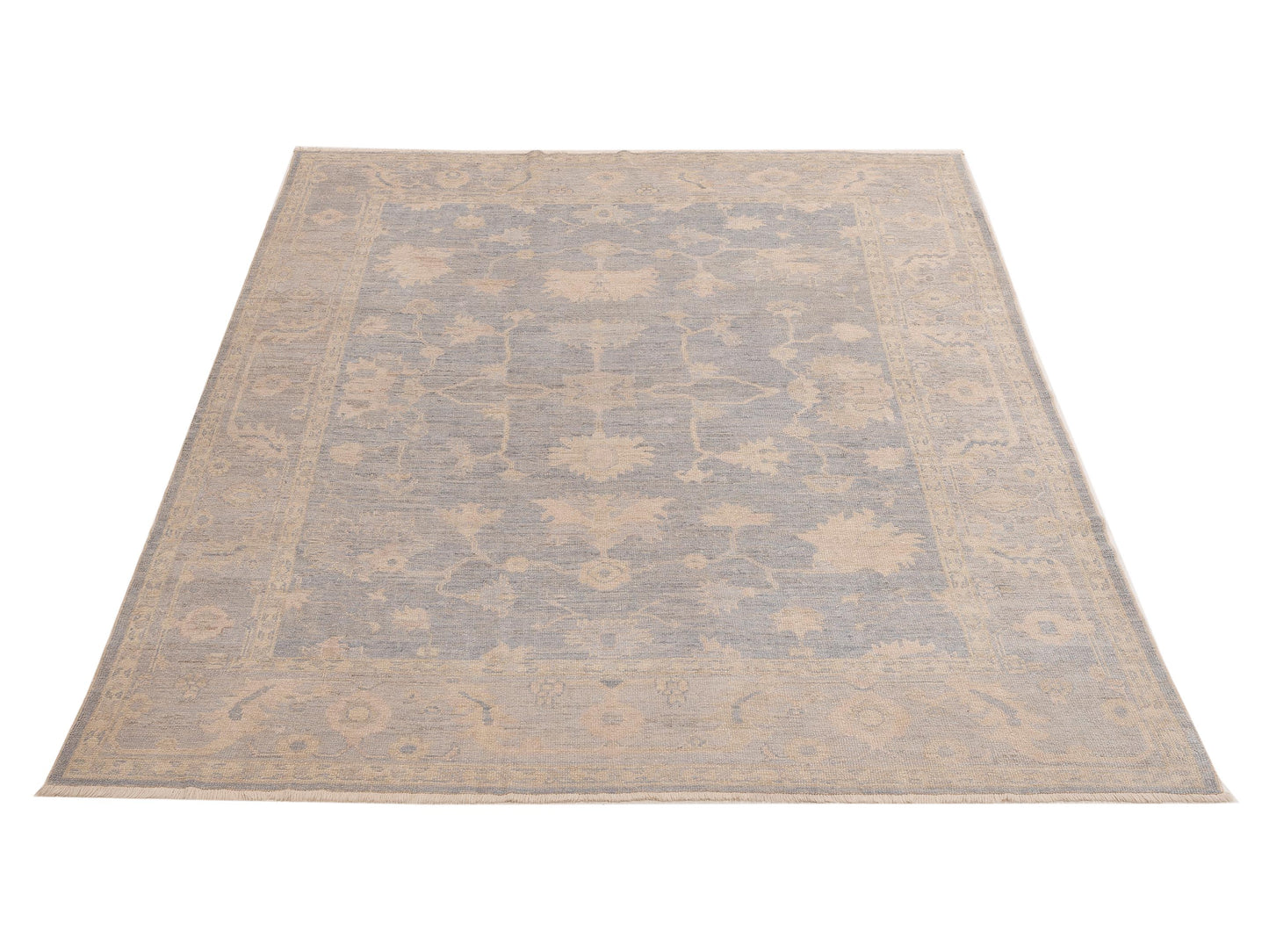 Angora Oushak 153967 Blue Gray 7.10x9.7 Hand Knotted Rug