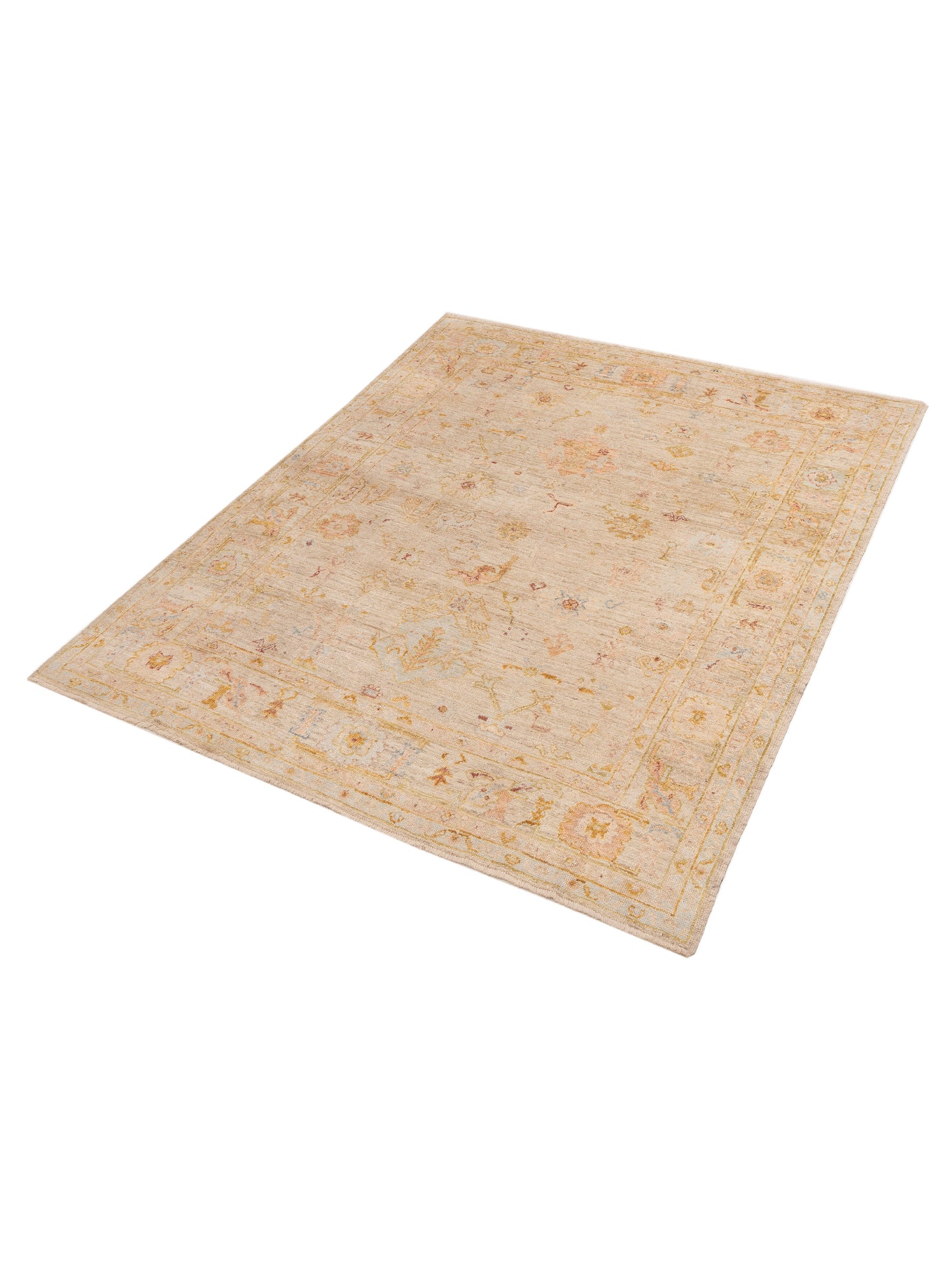 Angora Oushak 153976 Beige Beige 8x9.7 Hand Knotted Rug