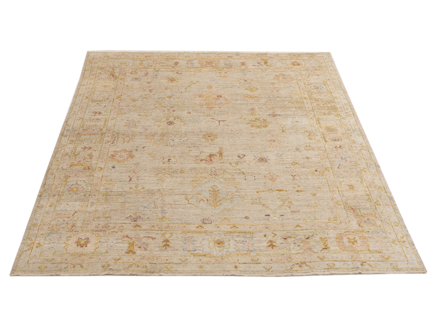 Angora Oushak 153976 Beige Beige 8x9.7 Hand Knotted Rug