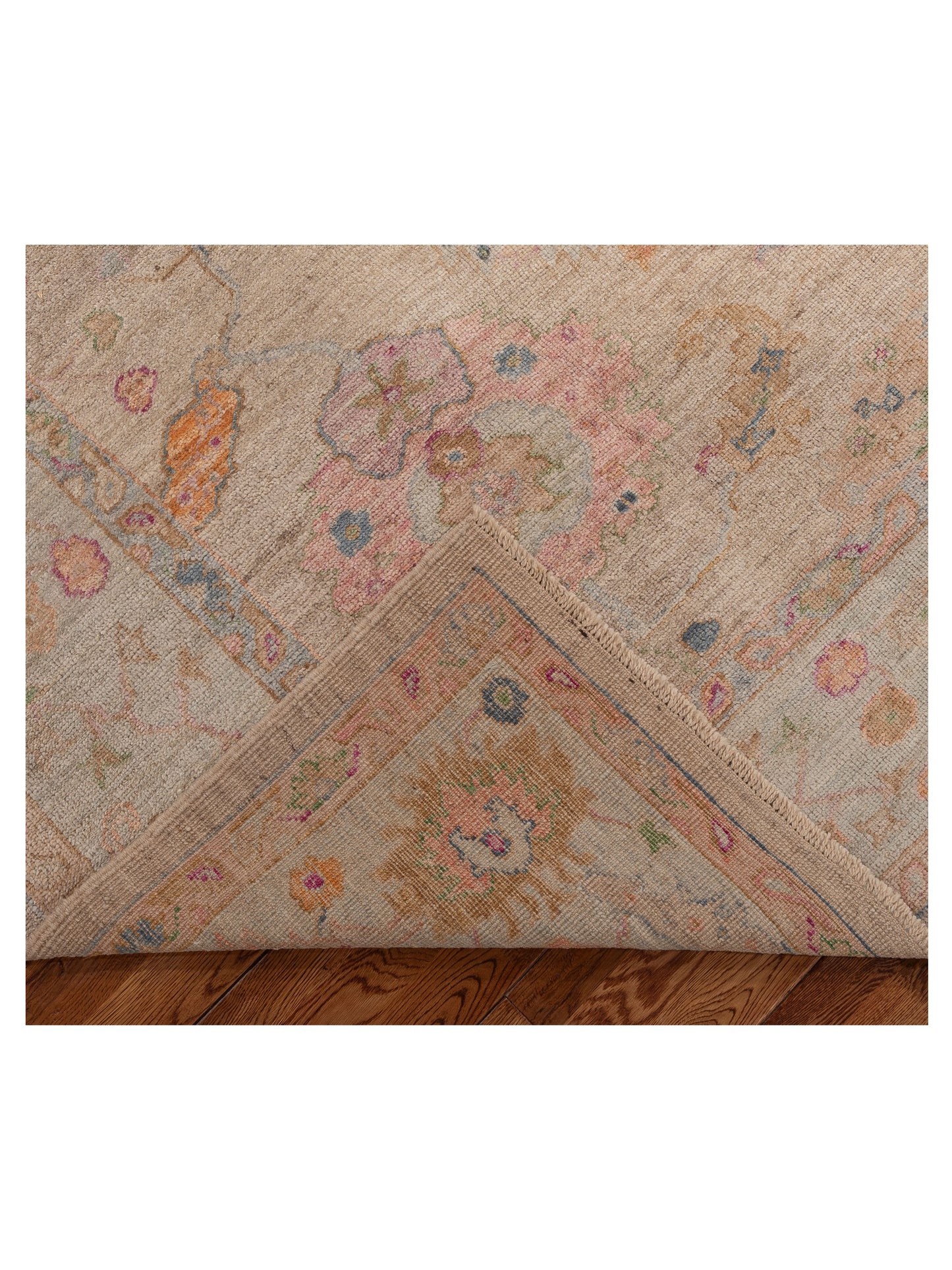 Angora Oushak 153978 Beige Blue 8x9.3 Hand Knotted Rug