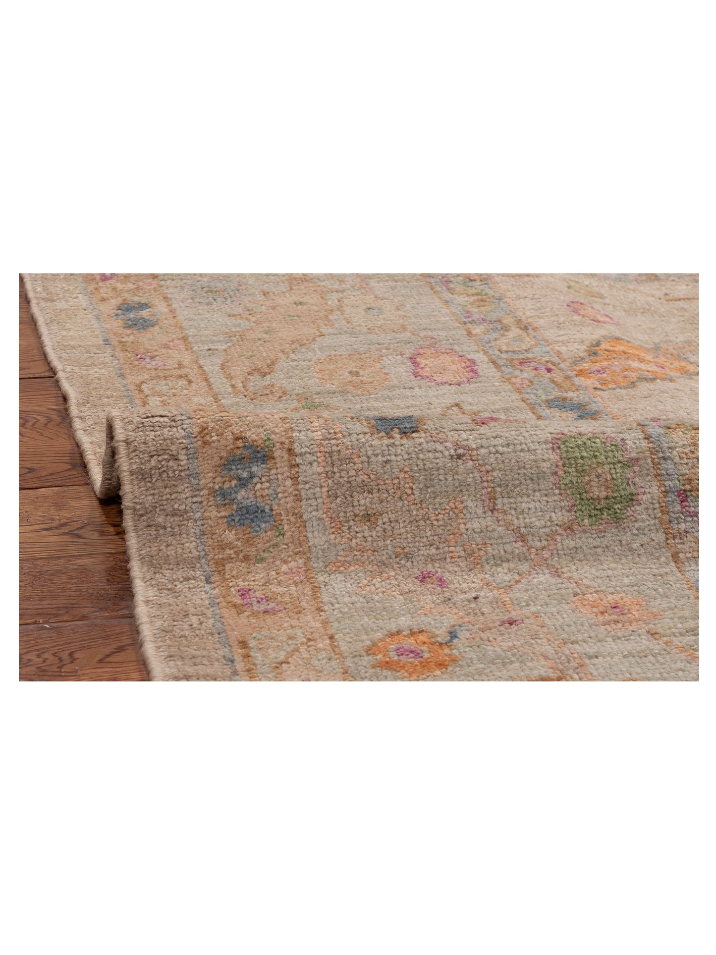 Angora Oushak 153978 Beige Blue 8x9.3 Hand Knotted Rug
