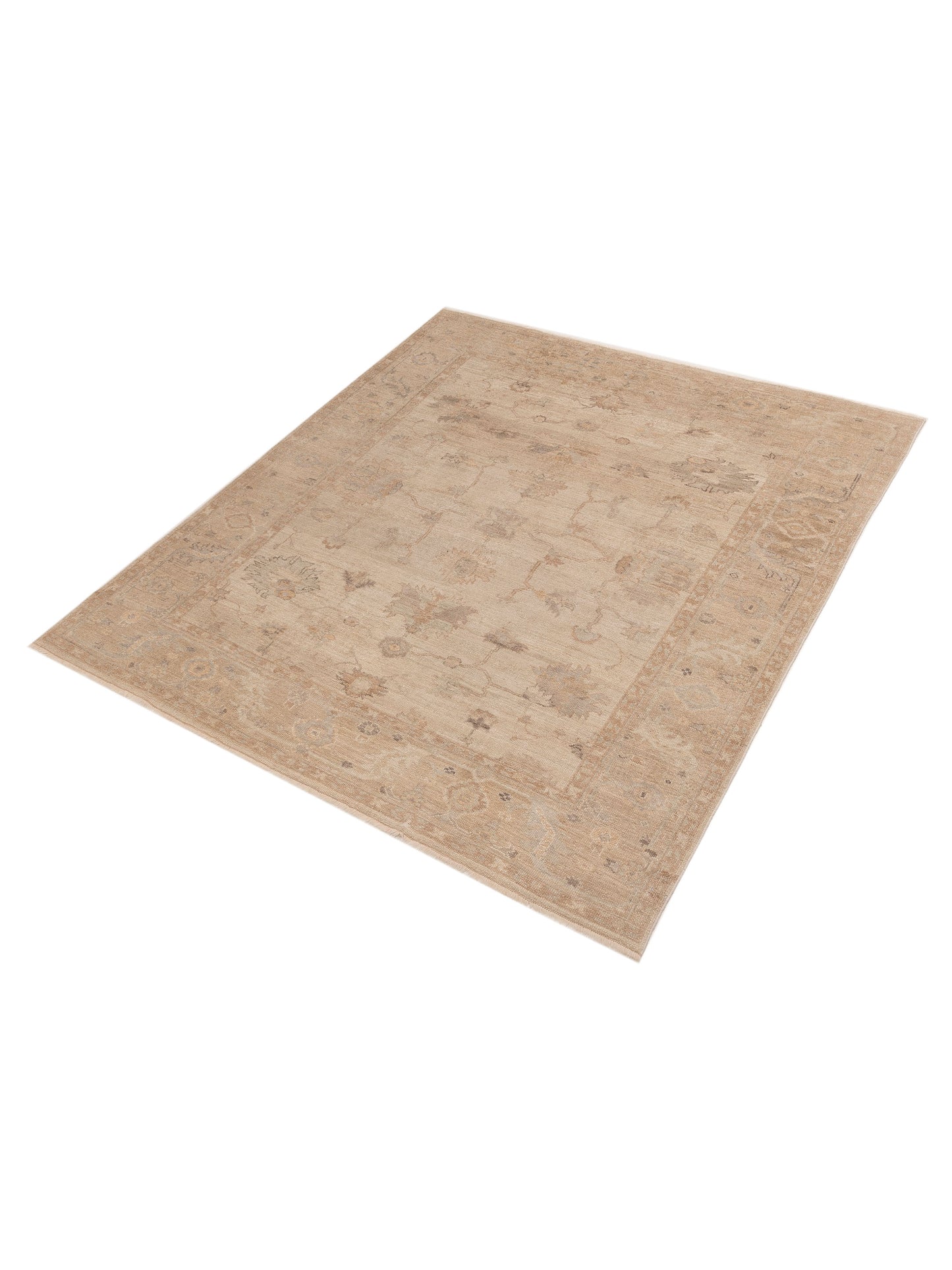 Angora Oushak 153979 Beige Brown 7.11x9.1 Hand Knotted Rug