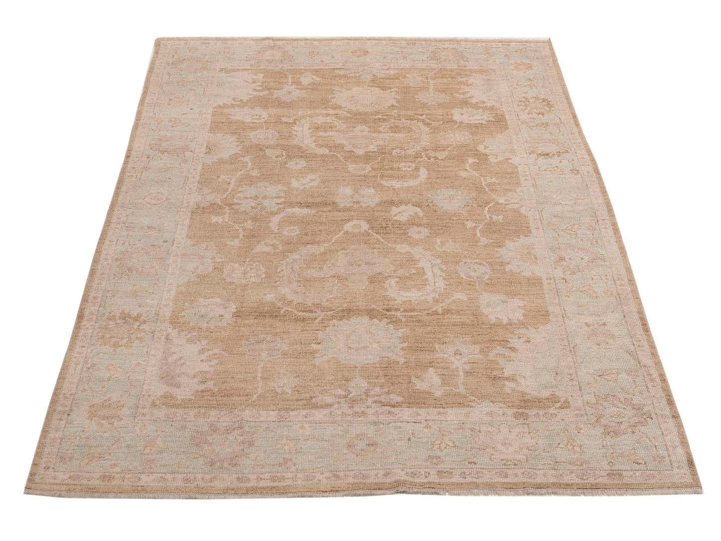 Angora Oushak 153982 Beige Silver 6.2x9.9 Hand Knotted Rug