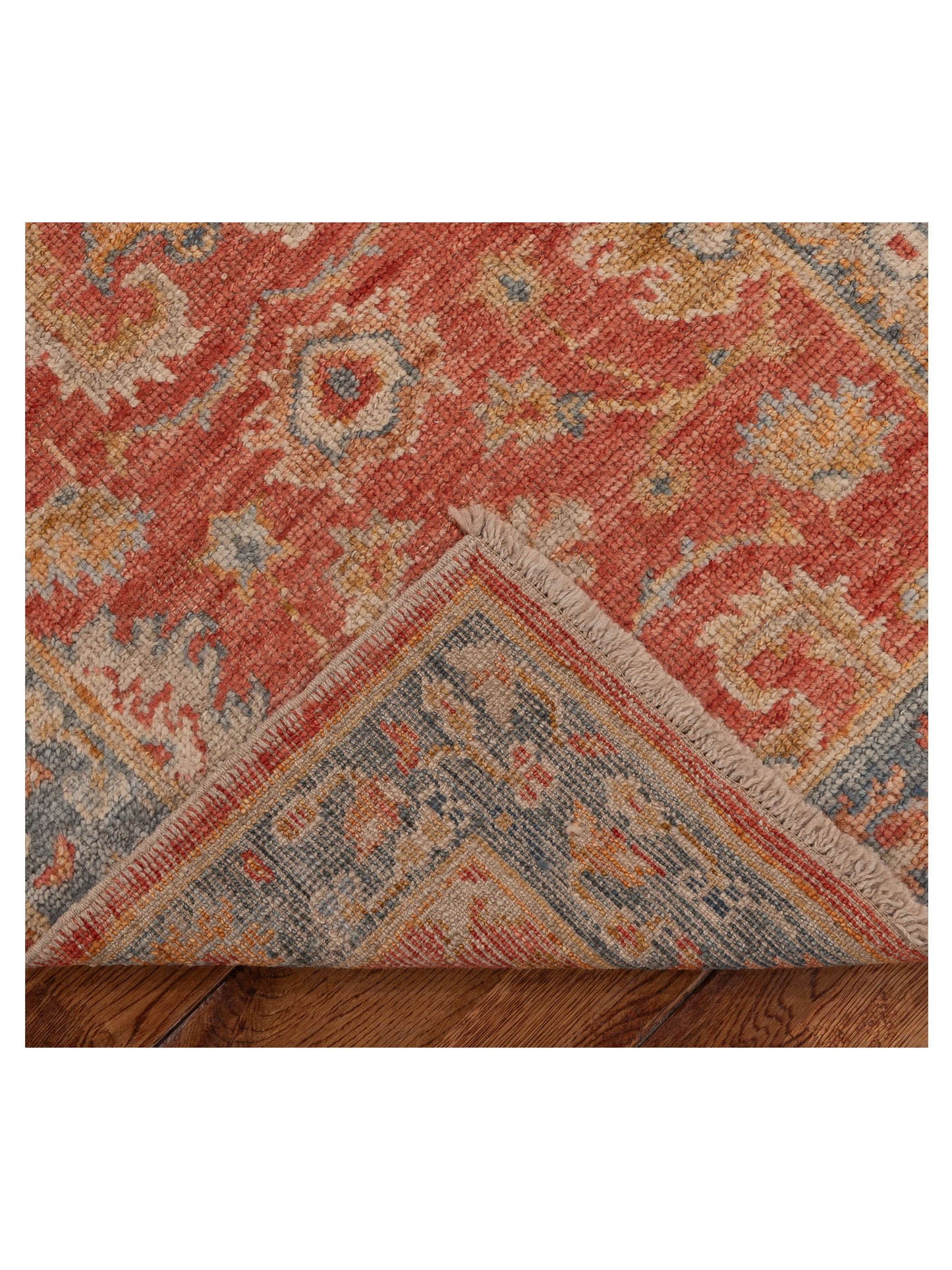 Angora Oushak 153986 Red Blue 2.7x11.8 Hand Knotted Rug