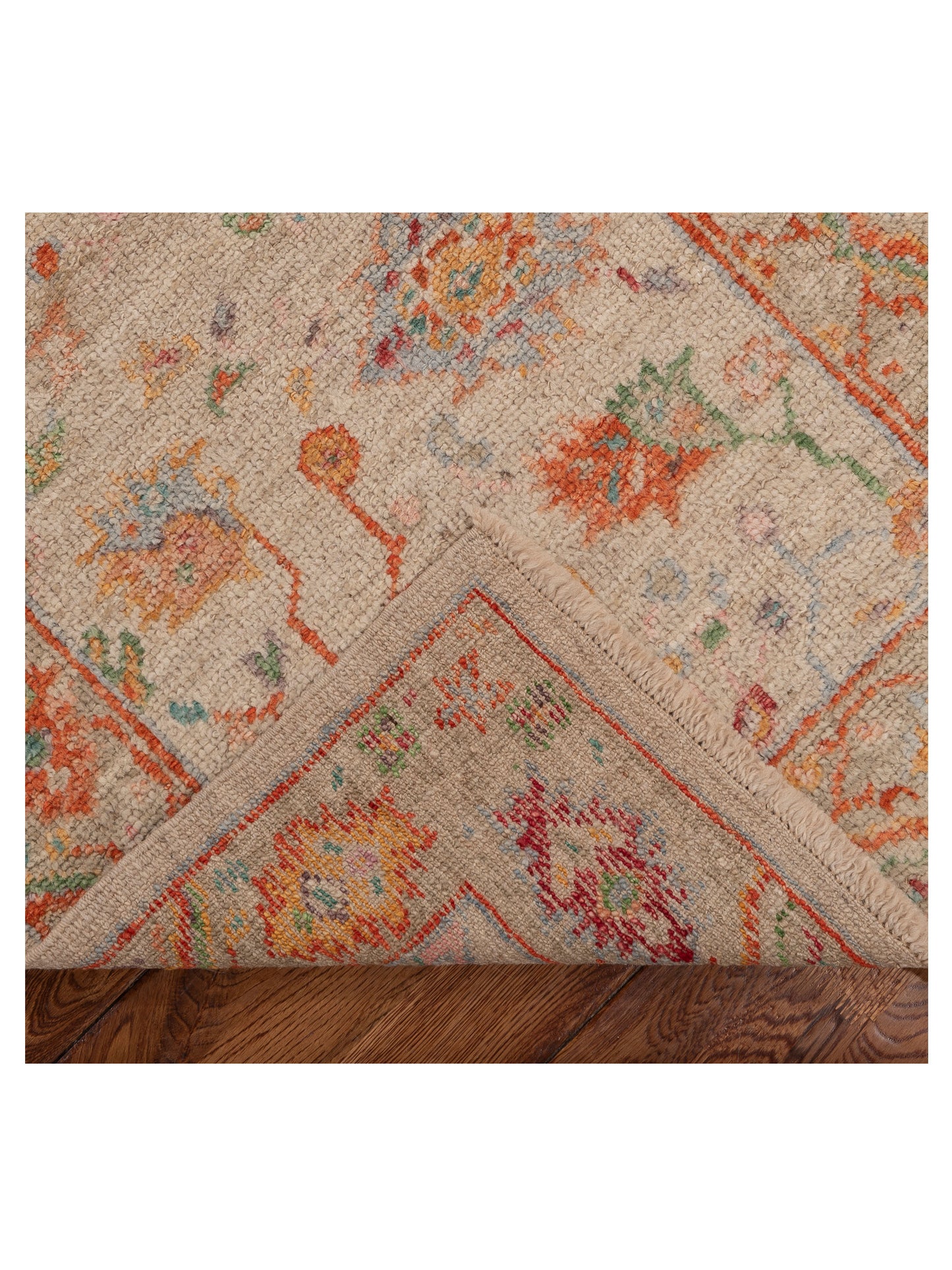 Angora Oushak 153987 Beige Brown 2.6x9.6 Hand Knotted Rug