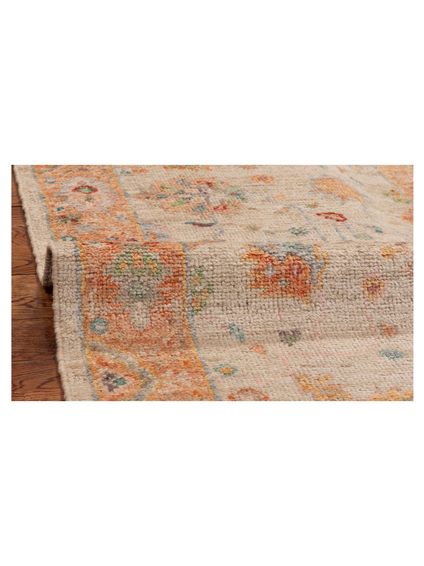 Angora Oushak 153989 Beige Orange 2.6x11.5 Hand Knotted Rug