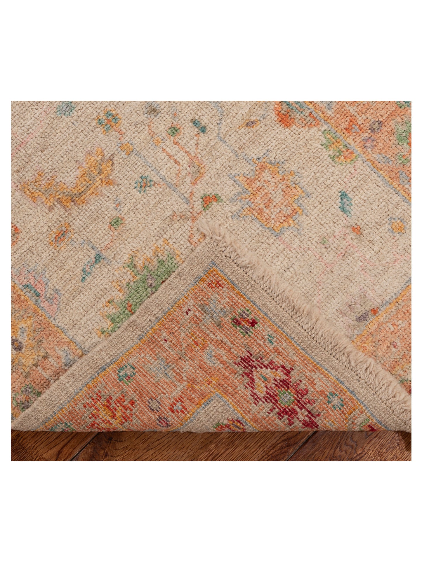 Angora Oushak 153989 Beige Orange 2.6x11.5 Hand Knotted Rug