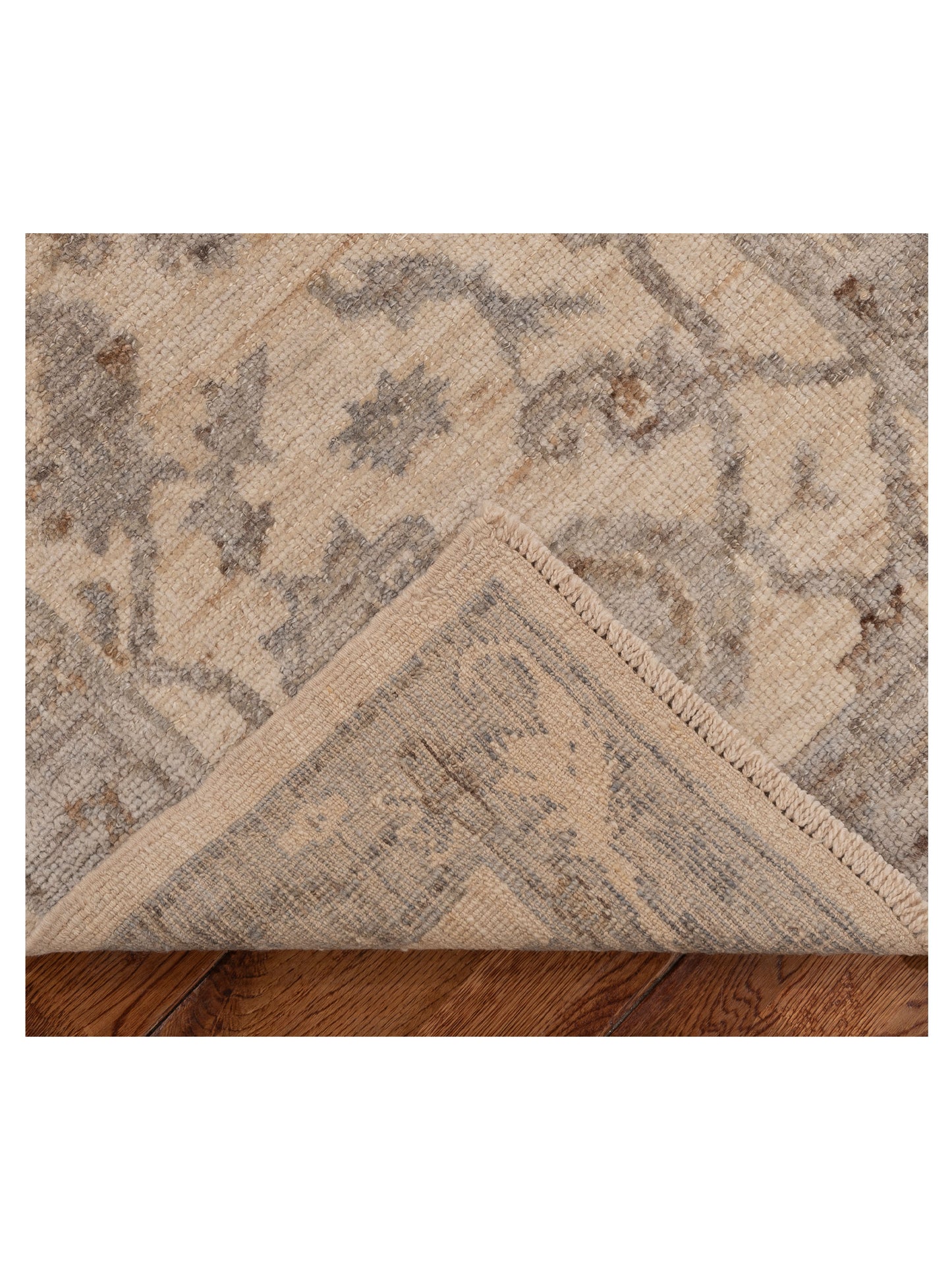 Angora Oushak 153990 Ivory Gray 2.8x11.1 Hand Knotted Rug