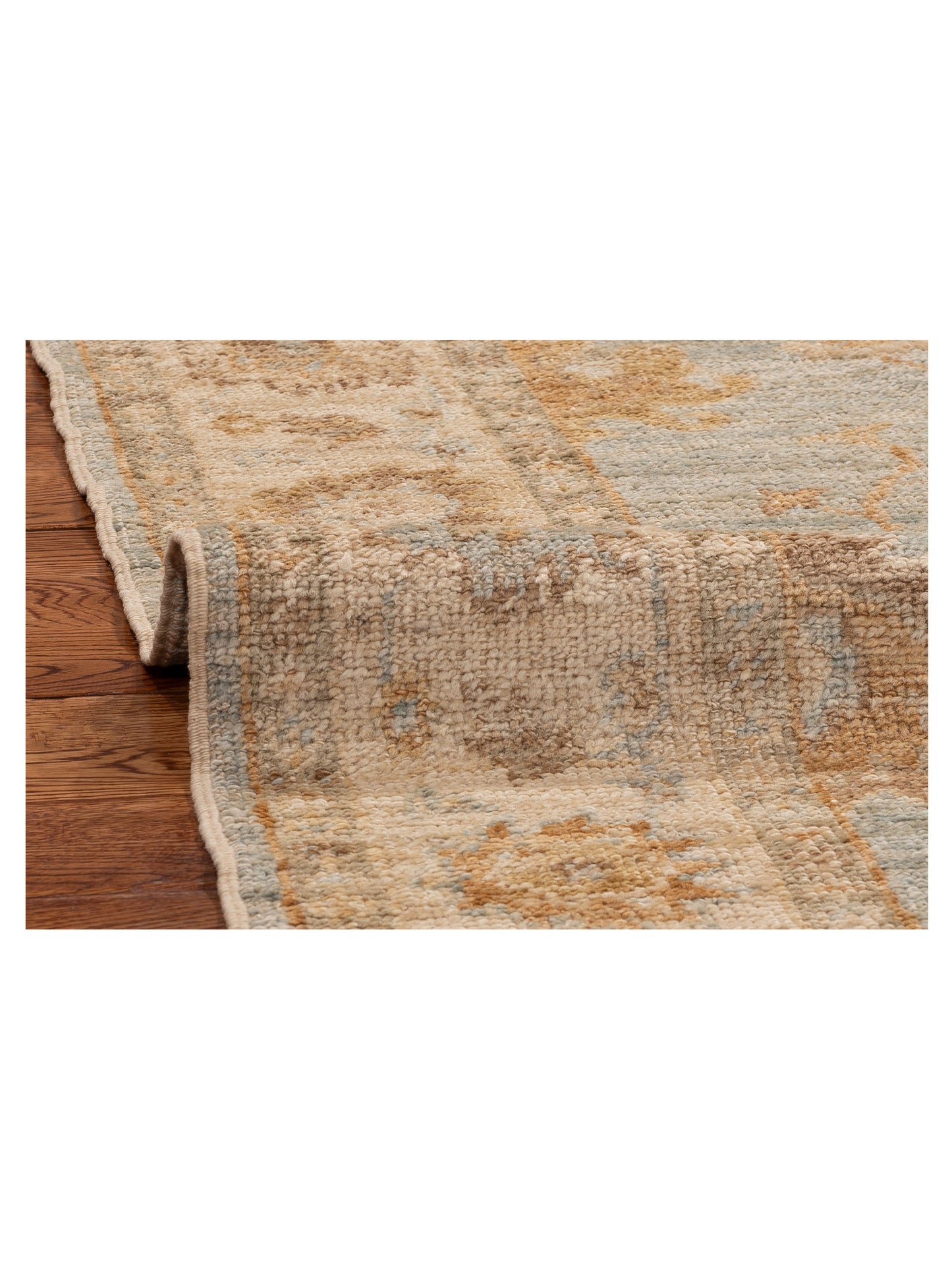 Angora Oushak 153993 Blue Ivory 5x13 Hand Knotted Rug