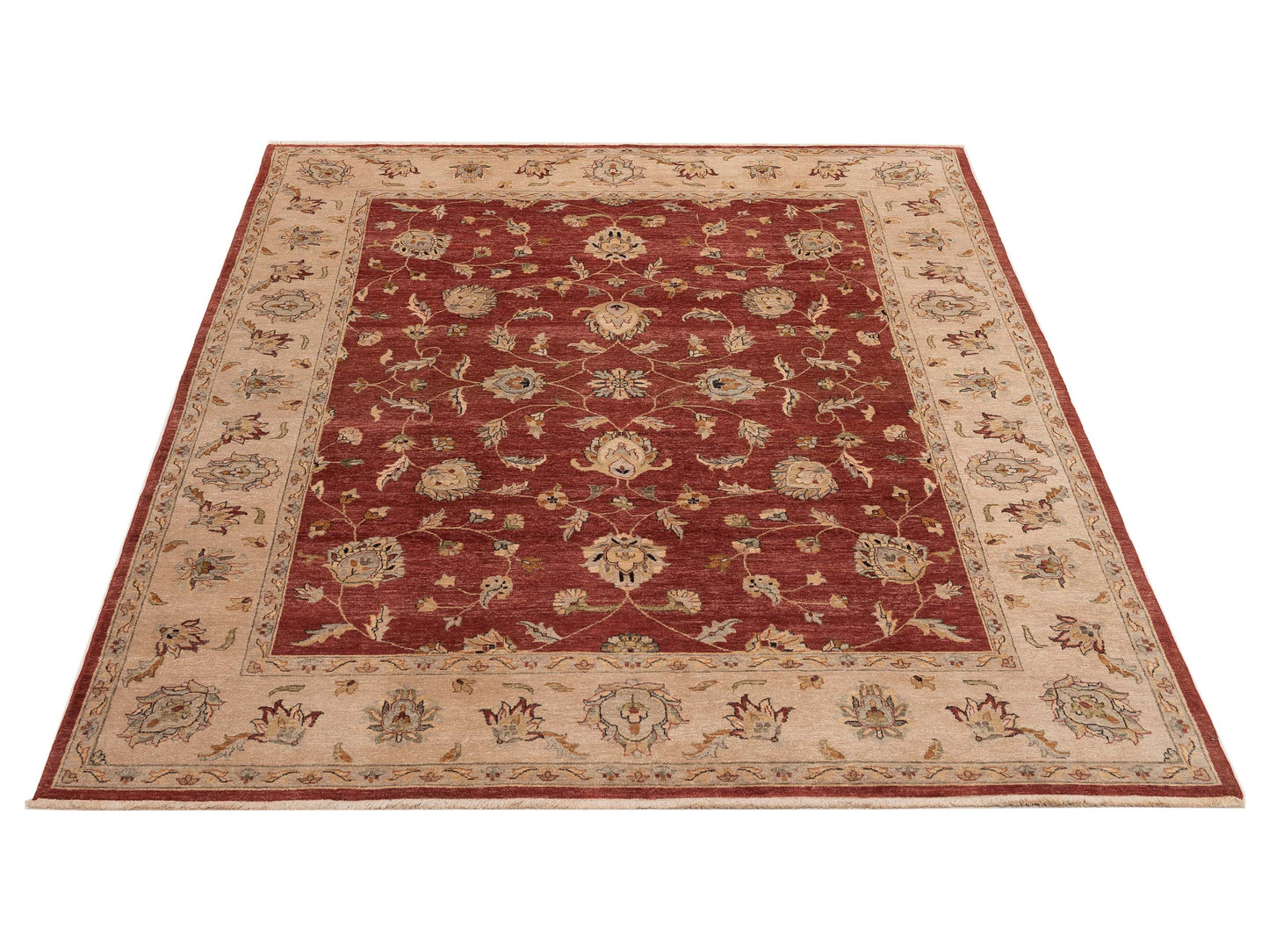Ghazani 153996 Red Ivory 8x9.10 Hand Knotted Rug