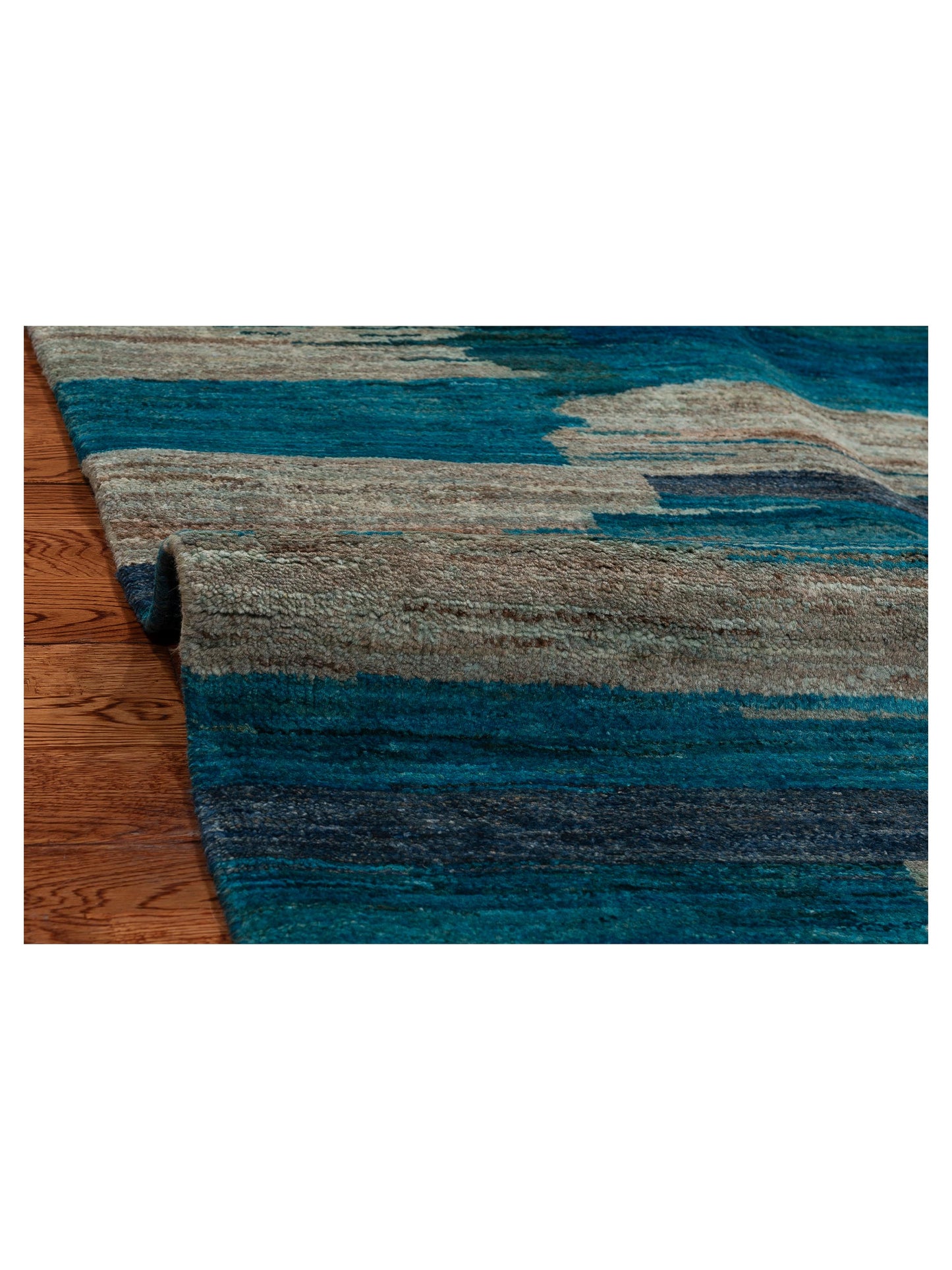 Tibetino 154014 Blue Beige 5x6.6 Hand Knotted Rug