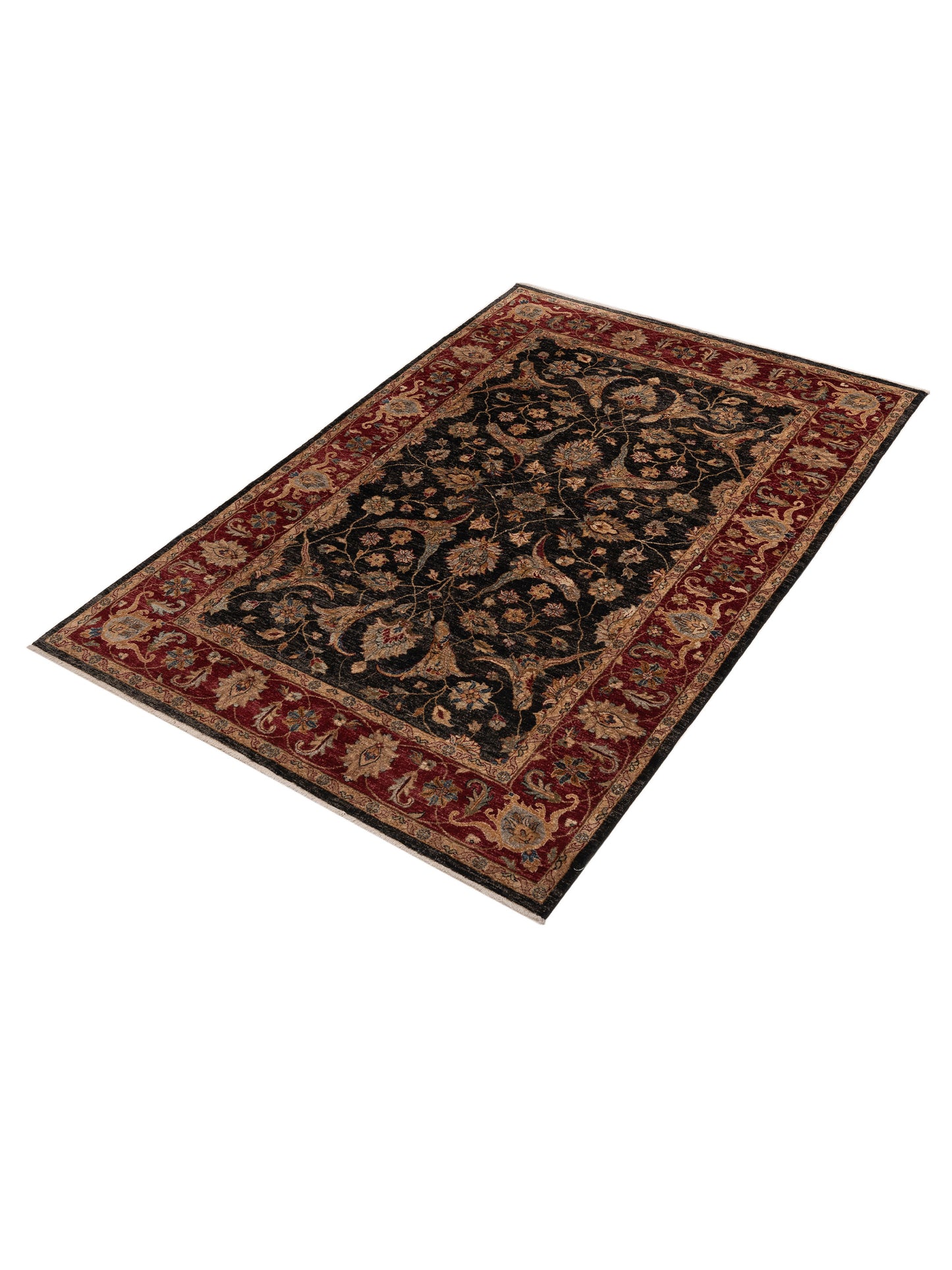 Ghazani 154026 Black Red 5.11x8.11 Hand Knotted Rug