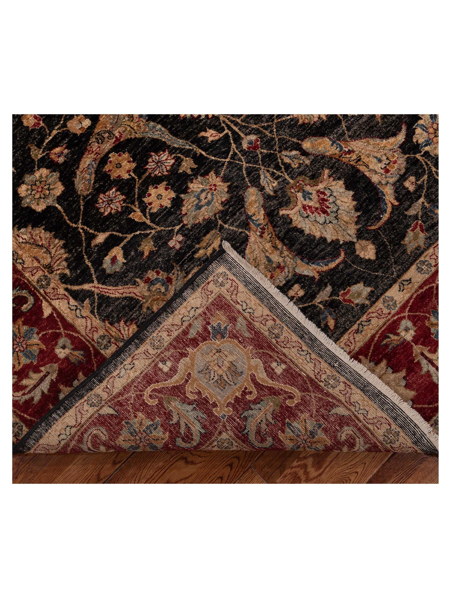 Ghazani 154026 Black Red 5.11x8.11 Hand Knotted Rug