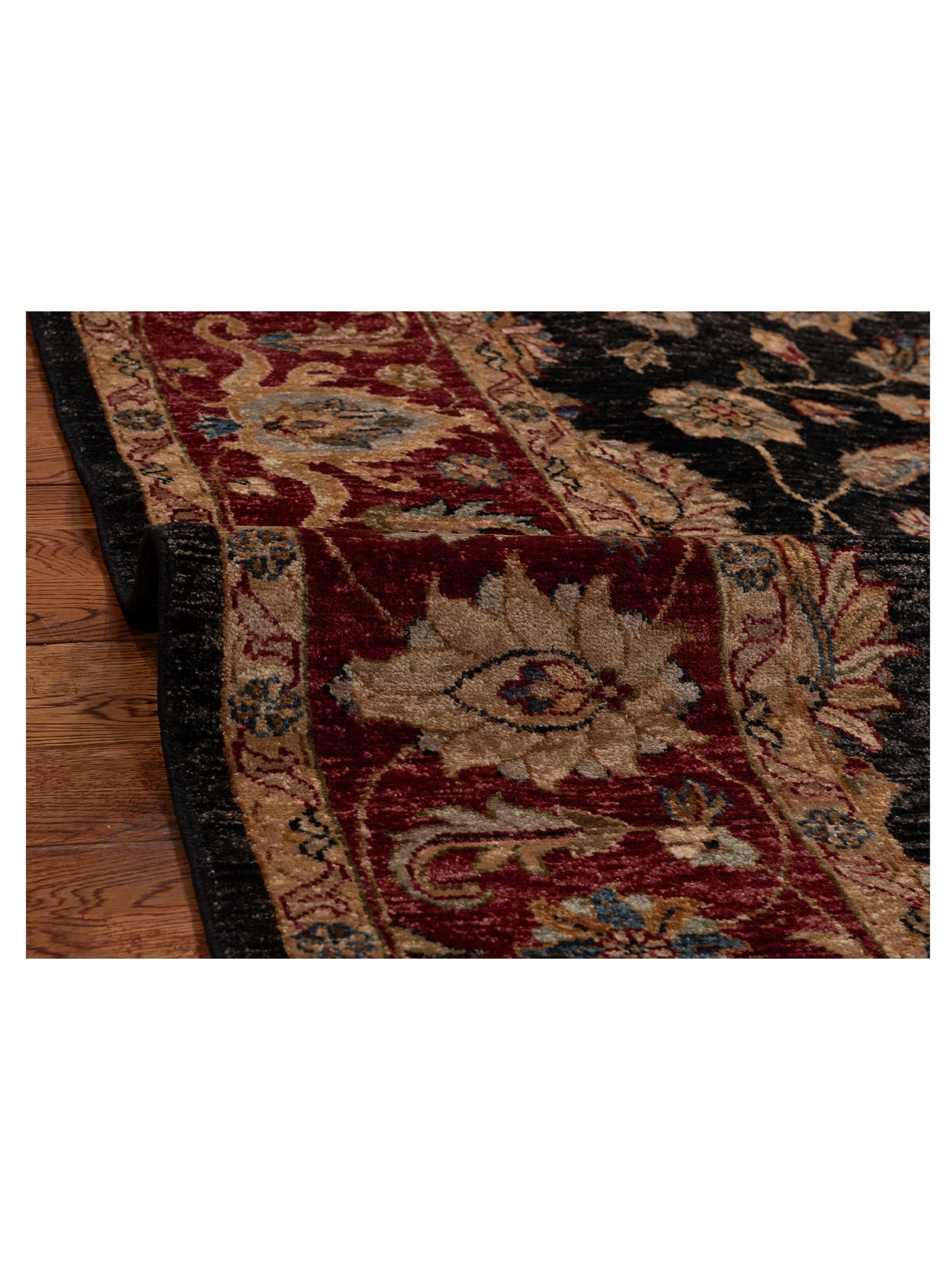 Ghazani 154026 Black Red 5.11x8.11 Hand Knotted Rug