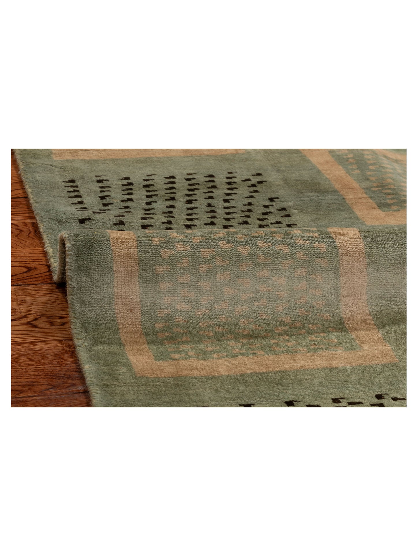 Tibetino 154033 Green Green 4.6x6.5 Hand Knotted Rug