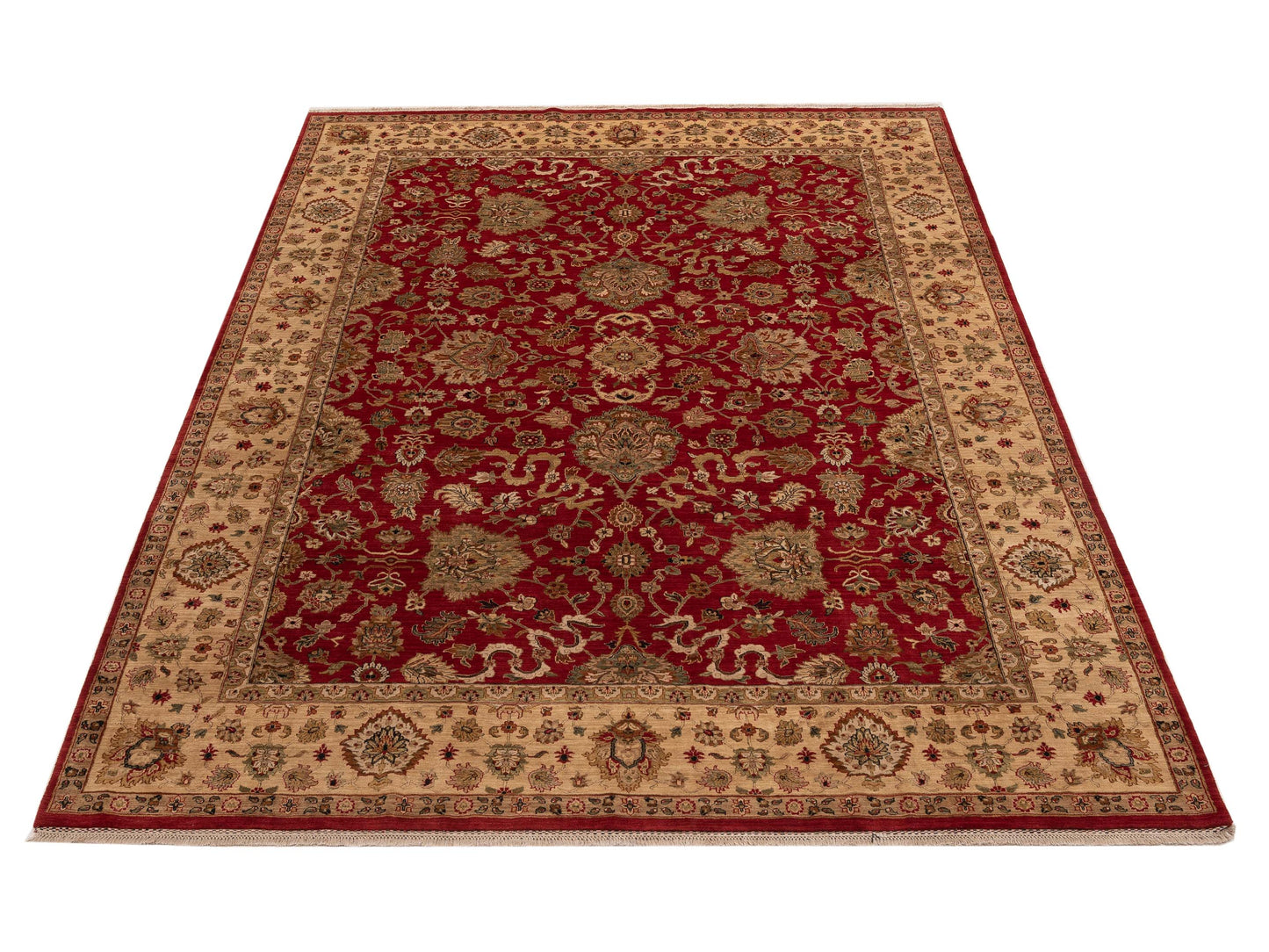 Crown 154041 Red Ivory 9.1x12.2 Hand Knotted Rug