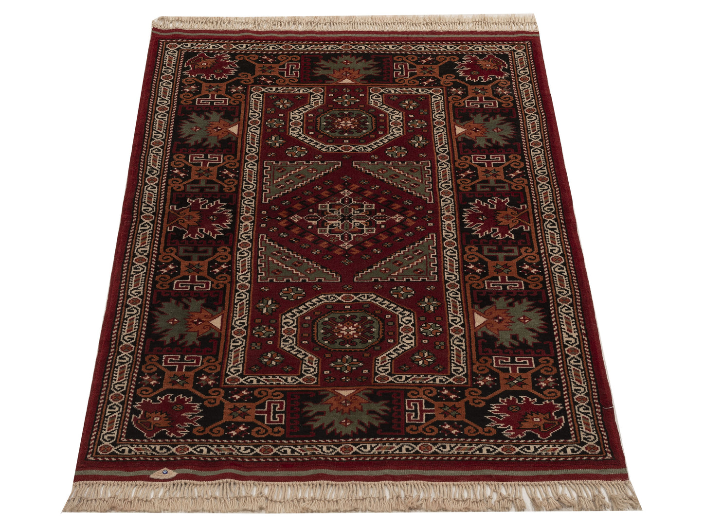 Turkish Shirwan 154042 Red Black 3.9x5.10 Hand Knotted Rug