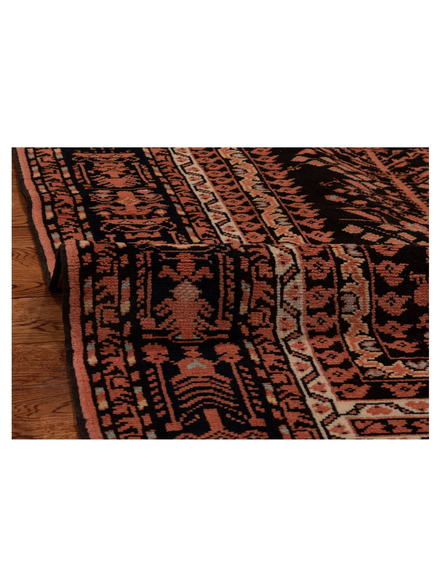 Turkish Shirwan 154044 Black Orange 3.10x5.11 Hand Knotted Rug