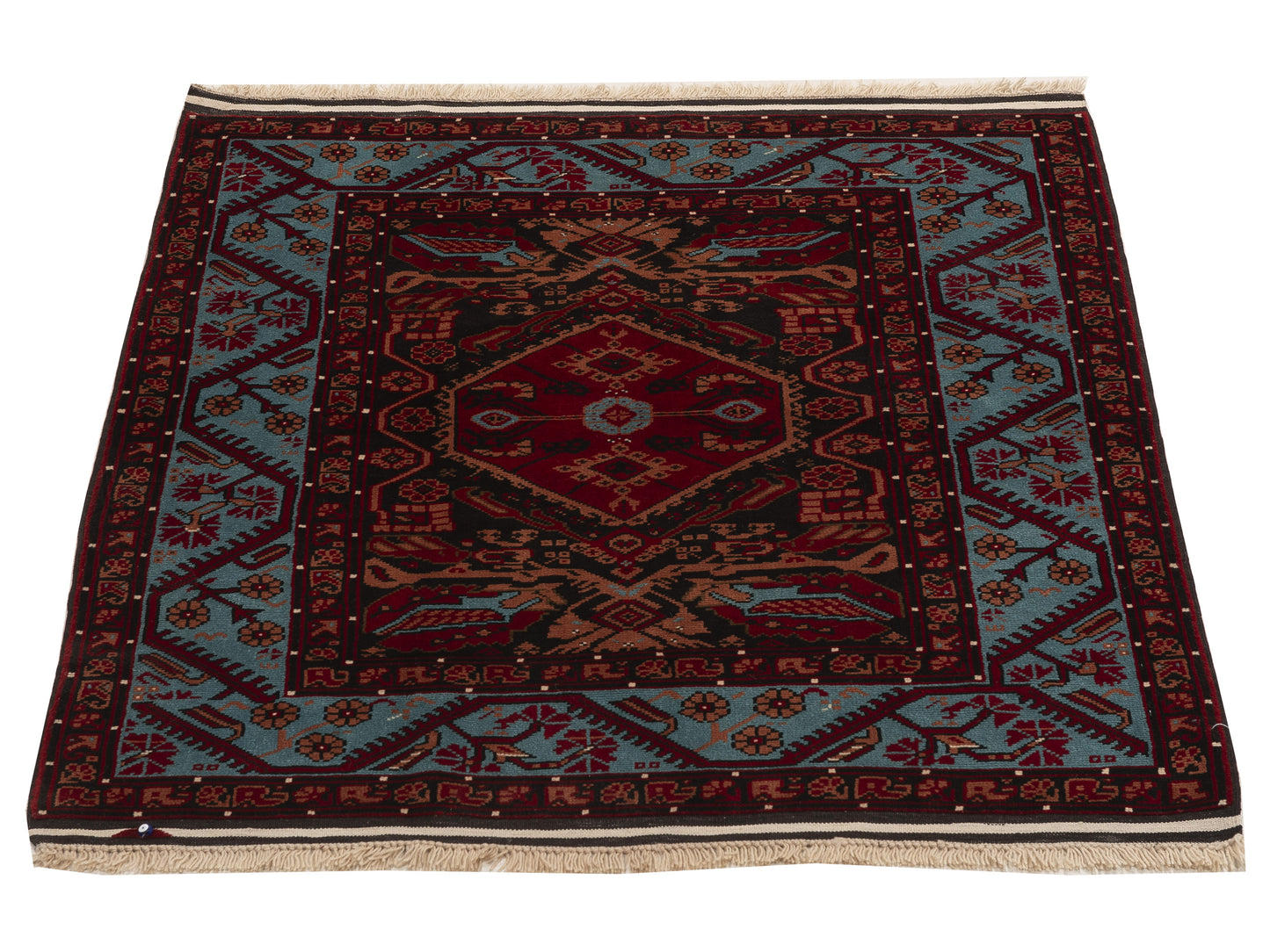Turkish Shirwan 154048 Black Blue 4.1x4.9 Hand Knotted Rug