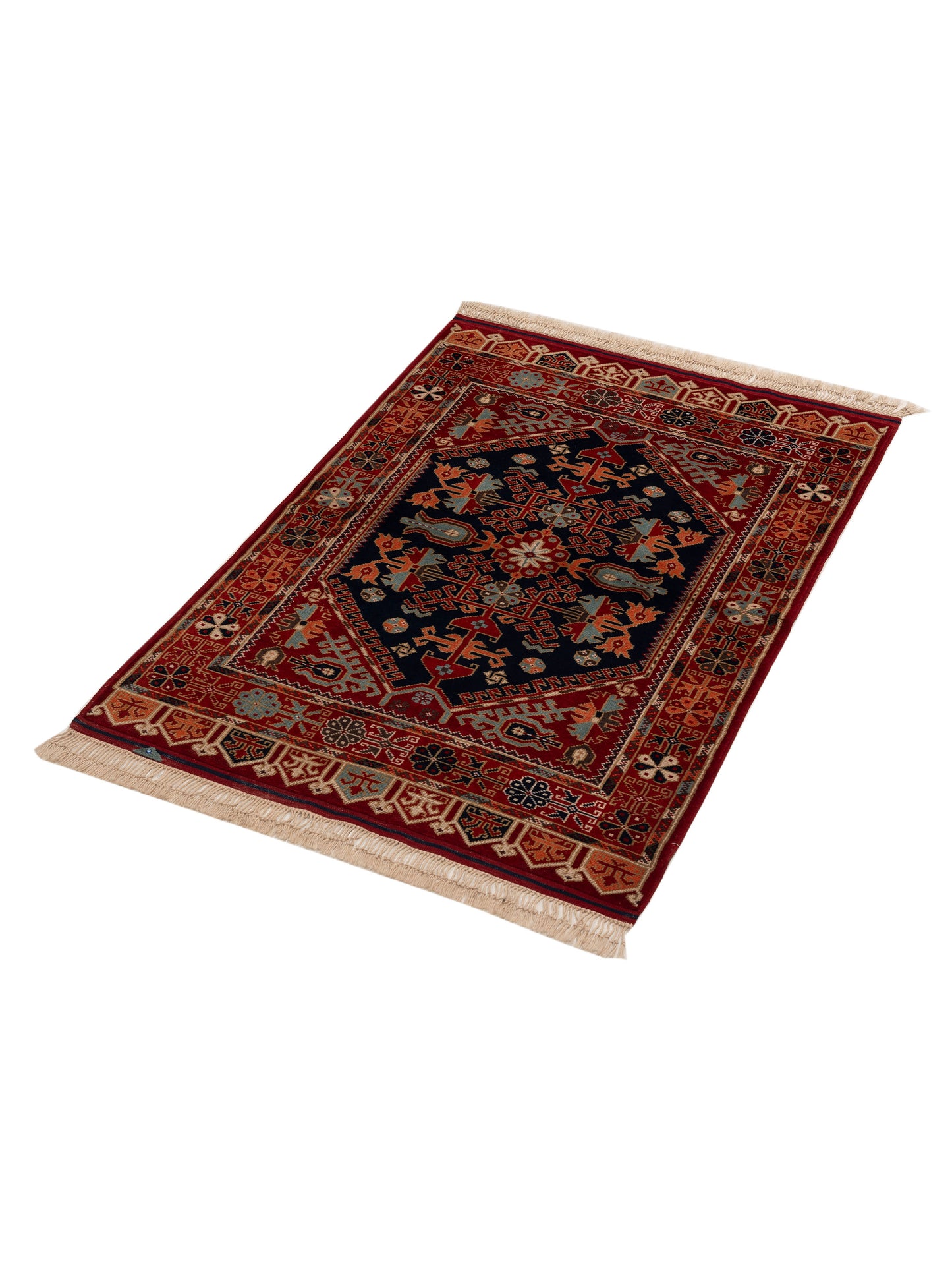 Turkish Shirwan 154050 Navy Red 4.1x6 Hand Knotted Rug