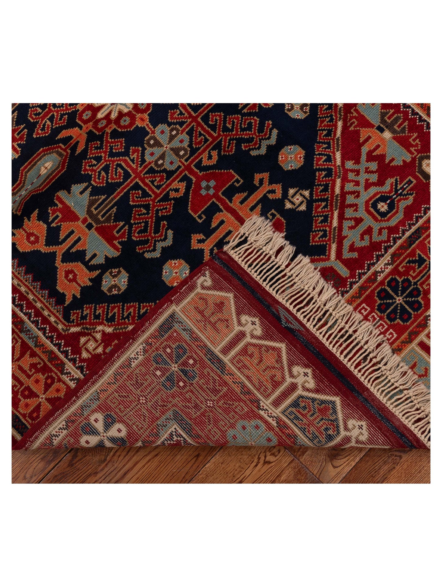 Turkish Shirwan 154050 Navy Red 4.1x6 Hand Knotted Rug