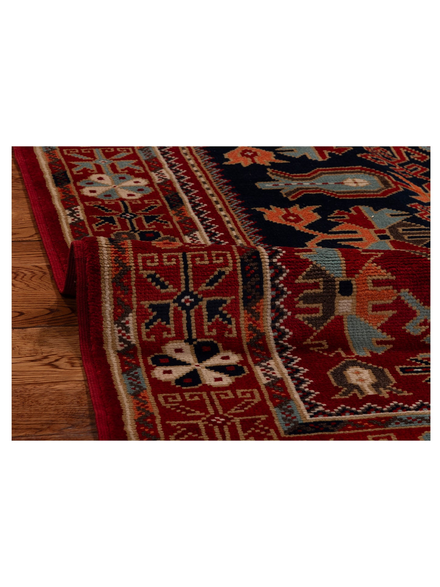 Turkish Shirwan 154050 Navy Red 4.1x6 Hand Knotted Rug