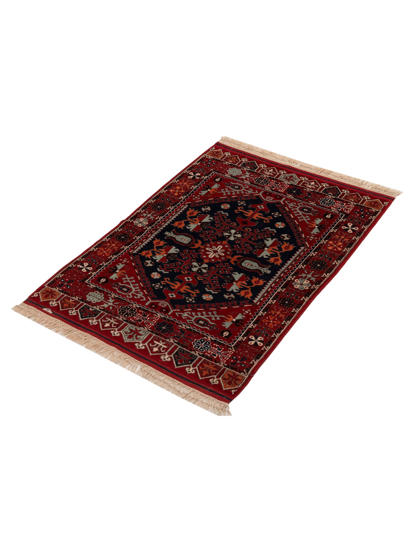 Turkish Shirwan 154051 Black Red 3.9x5.4 Hand Knotted Rug