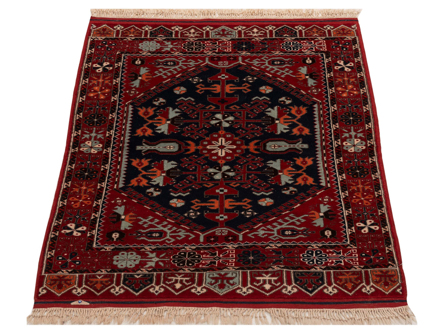 Turkish Shirwan 154051 Black Red 3.9x5.4 Hand Knotted Rug