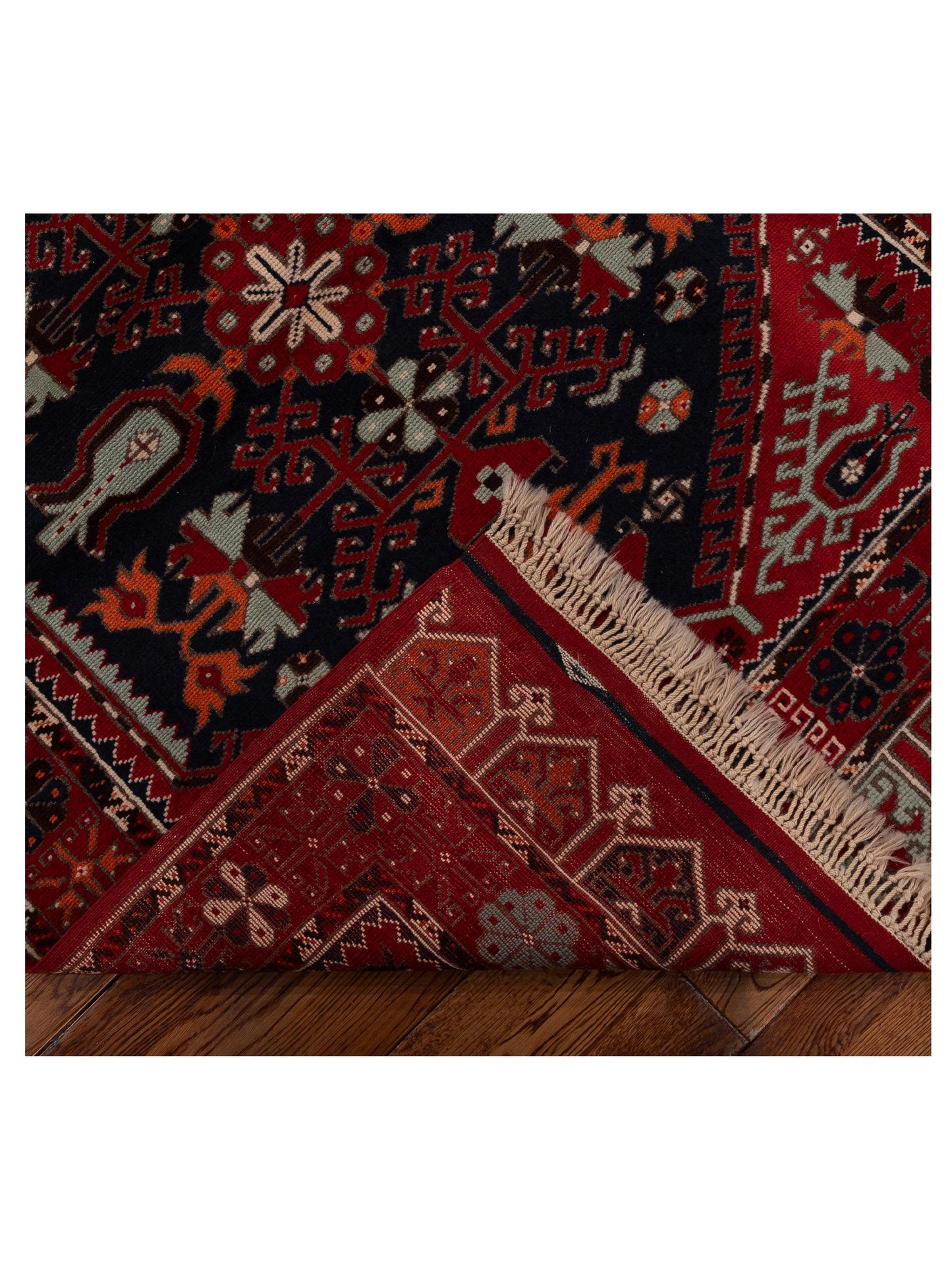 Turkish Shirwan 154051 Black Red 3.9x5.4 Hand Knotted Rug