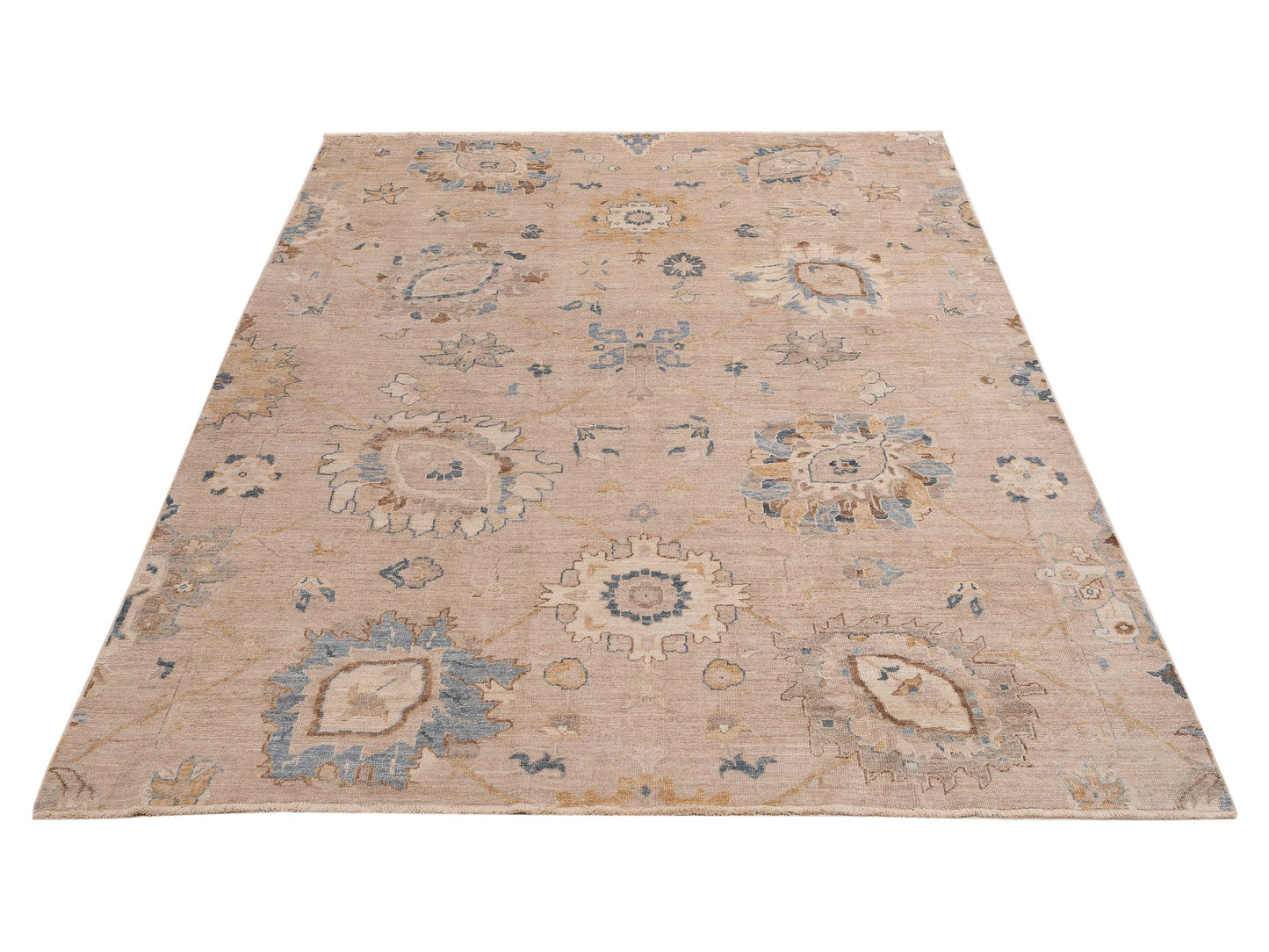 Angora Oushak 154052 Beige Beige 9.5x12 Hand Knotted Rug