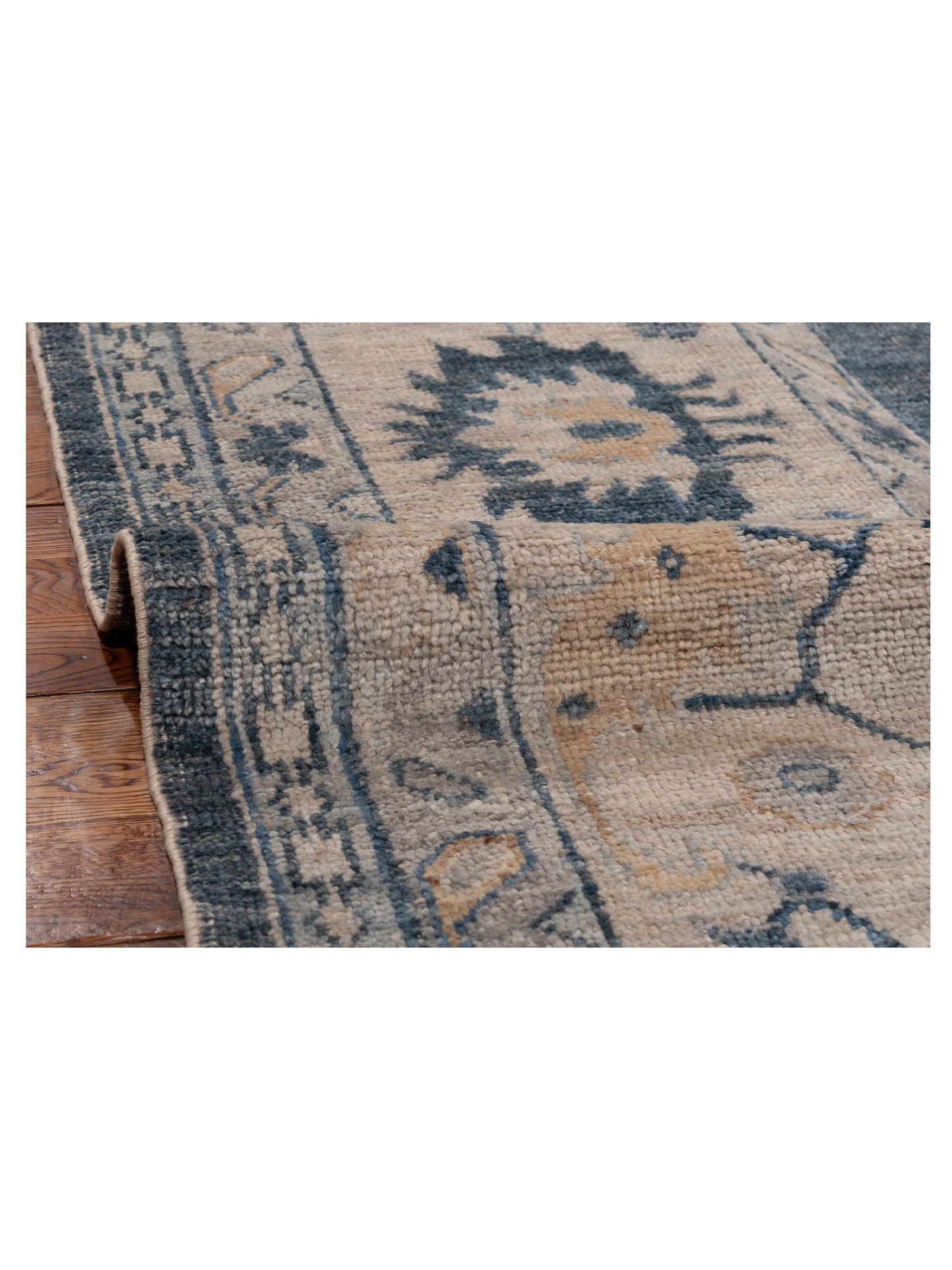 Angora Oushak 154061 Blue Ivory 11.4x14.10 Hand Knotted Rug