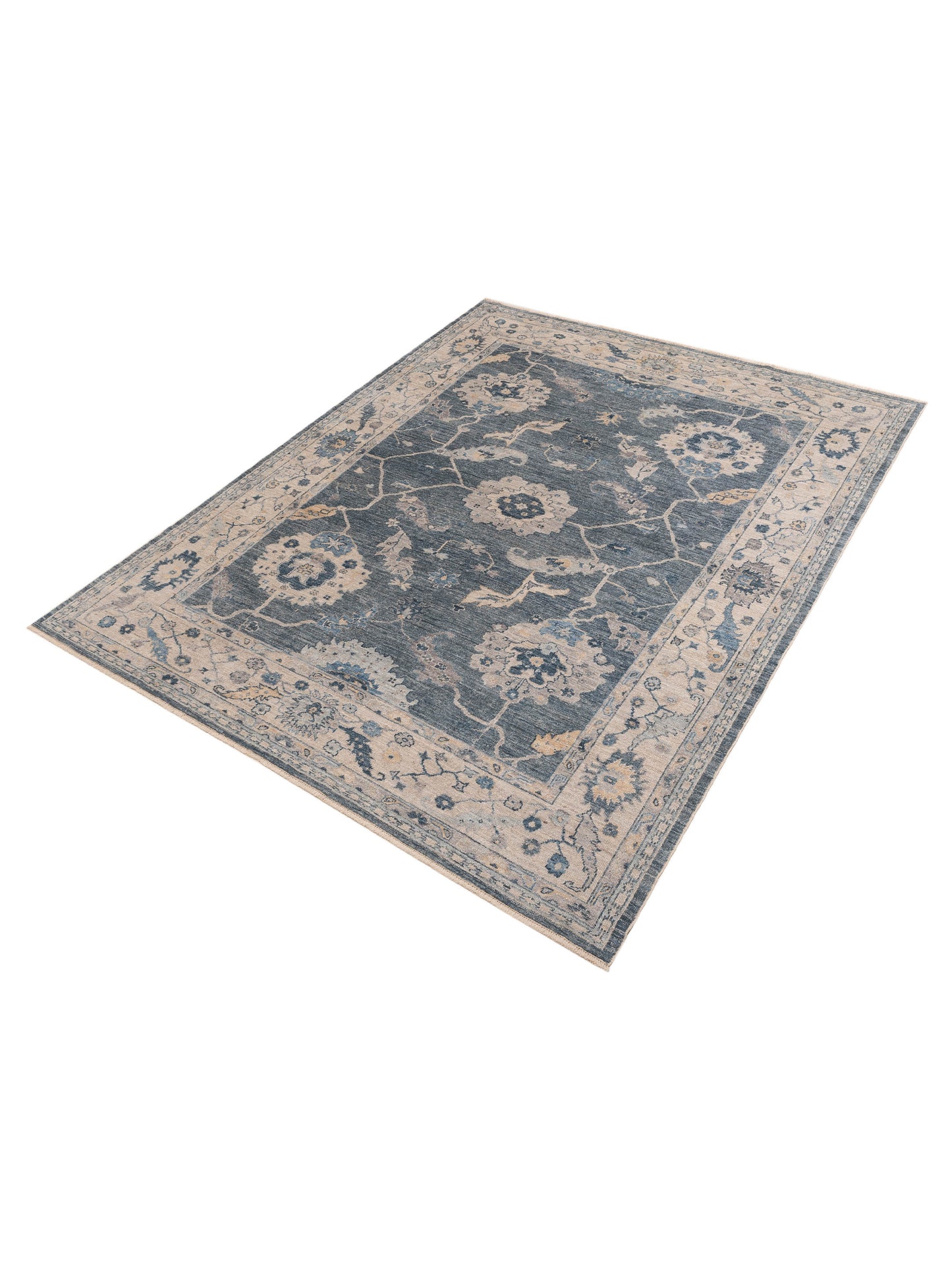 Angora Oushak 154069 Blue Ivory 9x11.5 Hand Knotted Rug