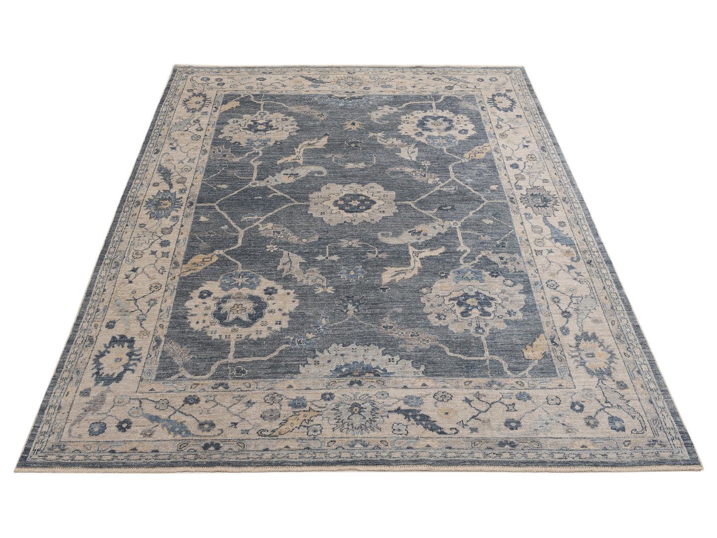 Angora Oushak 154069 Blue Ivory 9x11.5 Hand Knotted Rug