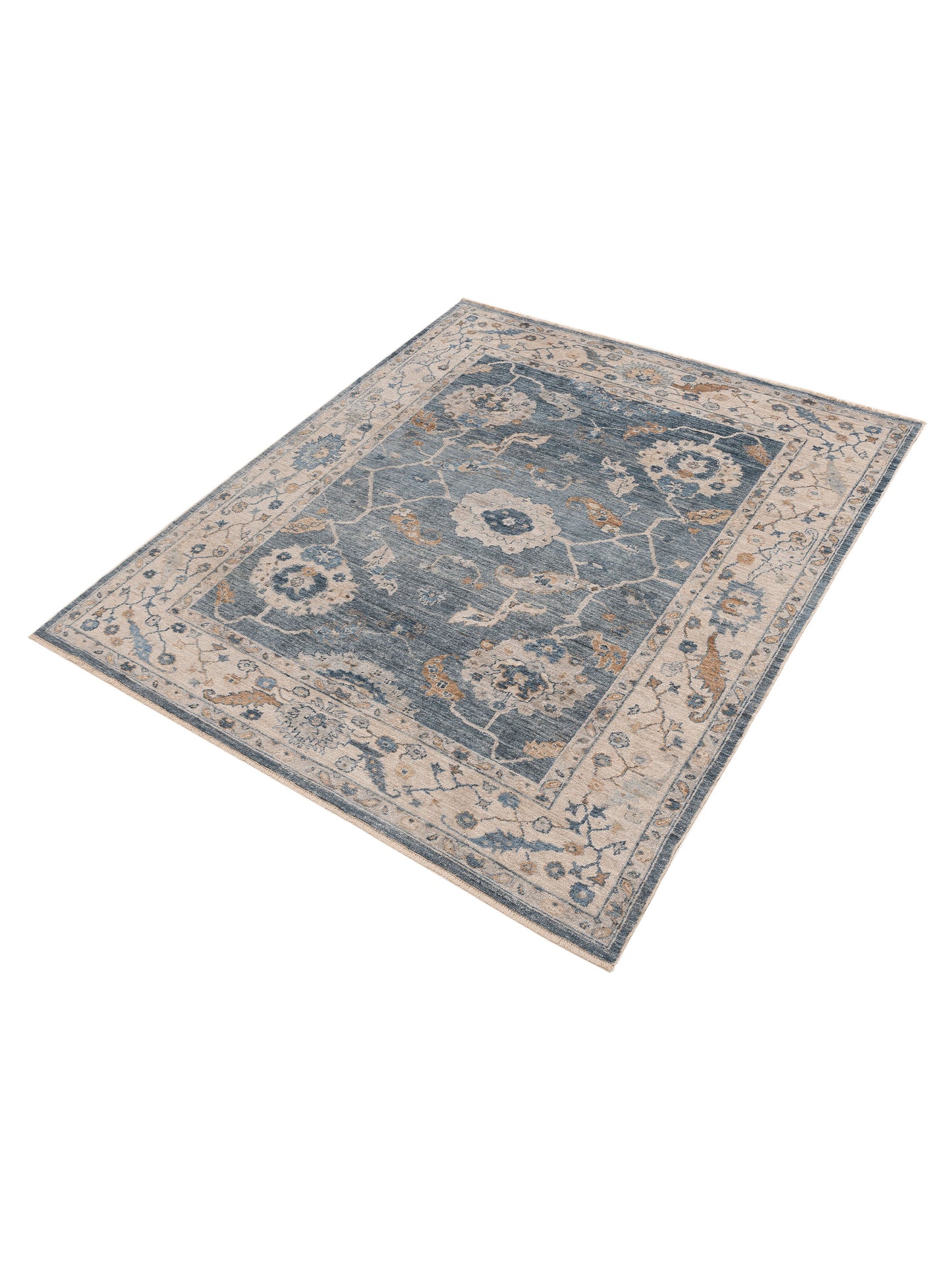 Angora Oushak 154072 Blue Ivory 8x9.6 Hand Knotted Rug