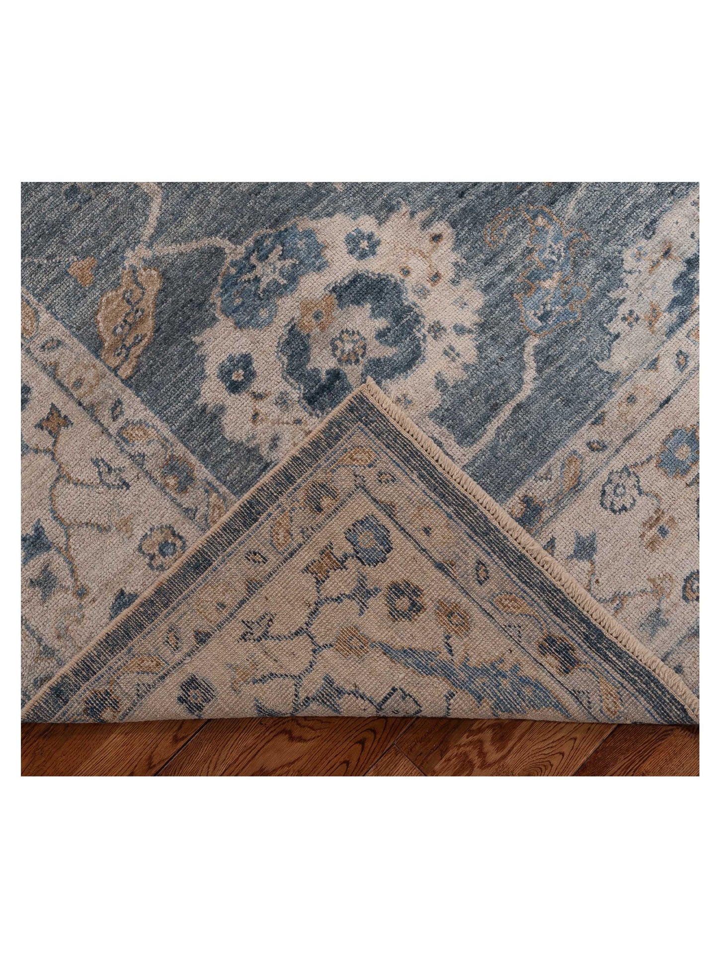 Angora Oushak 154072 Blue Ivory 8x9.6 Hand Knotted Rug