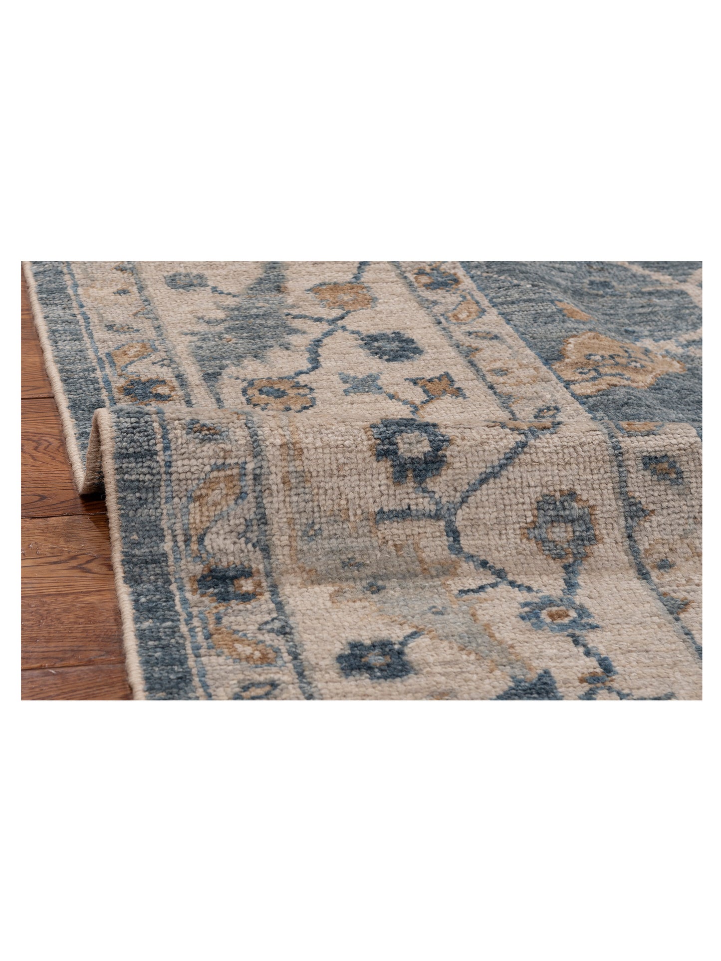 Angora Oushak 154072 Blue Ivory 8x9.6 Hand Knotted Rug