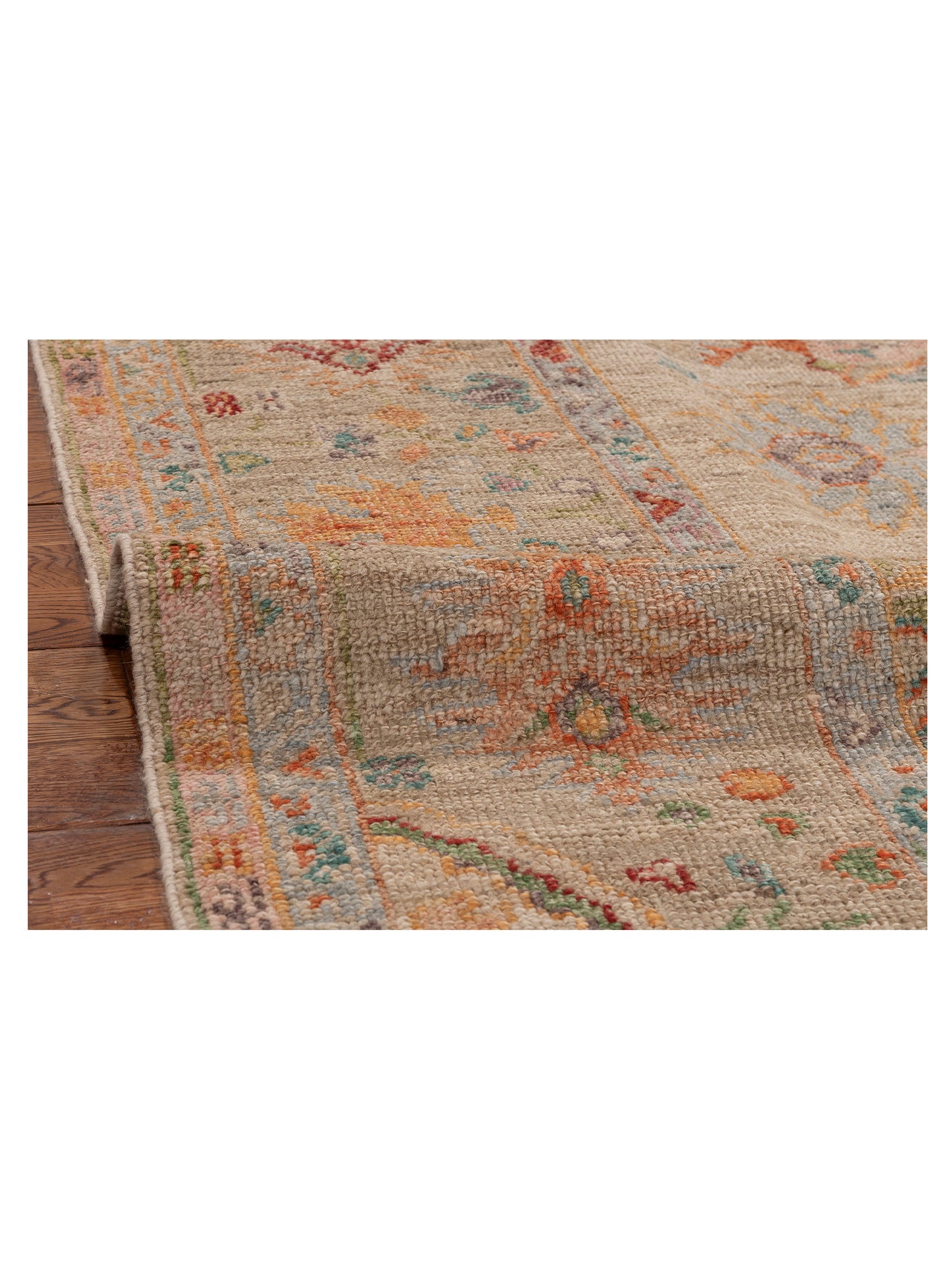 Angora Oushak 154073 Beige Cream 7.10x9.10 Hand Knotted Rug