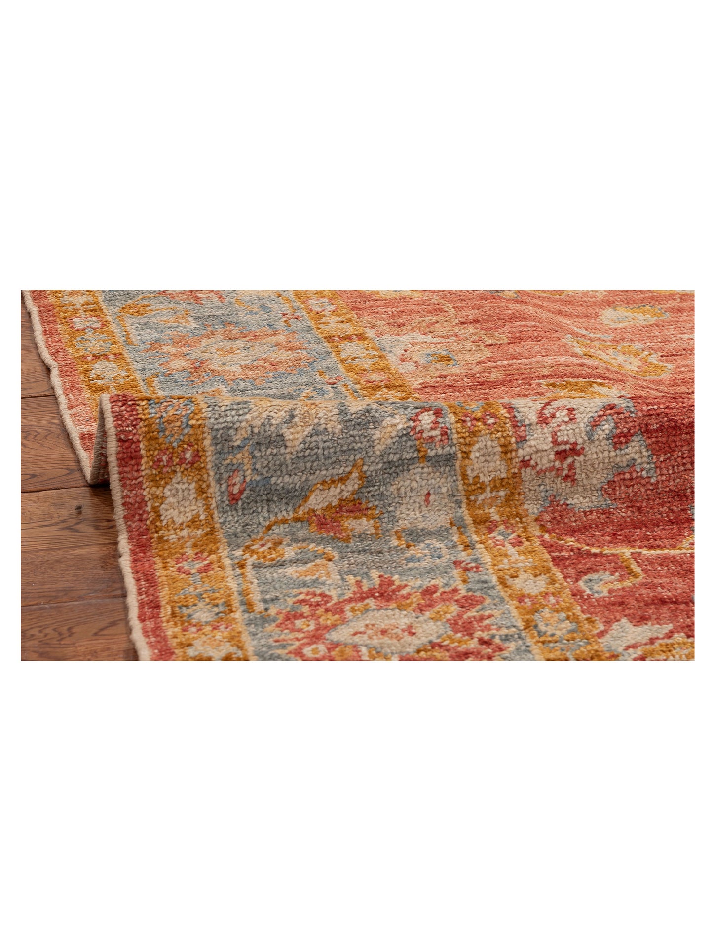 Angora Oushak 154084 Red Blue 6x8.7 Hand Knotted Rug