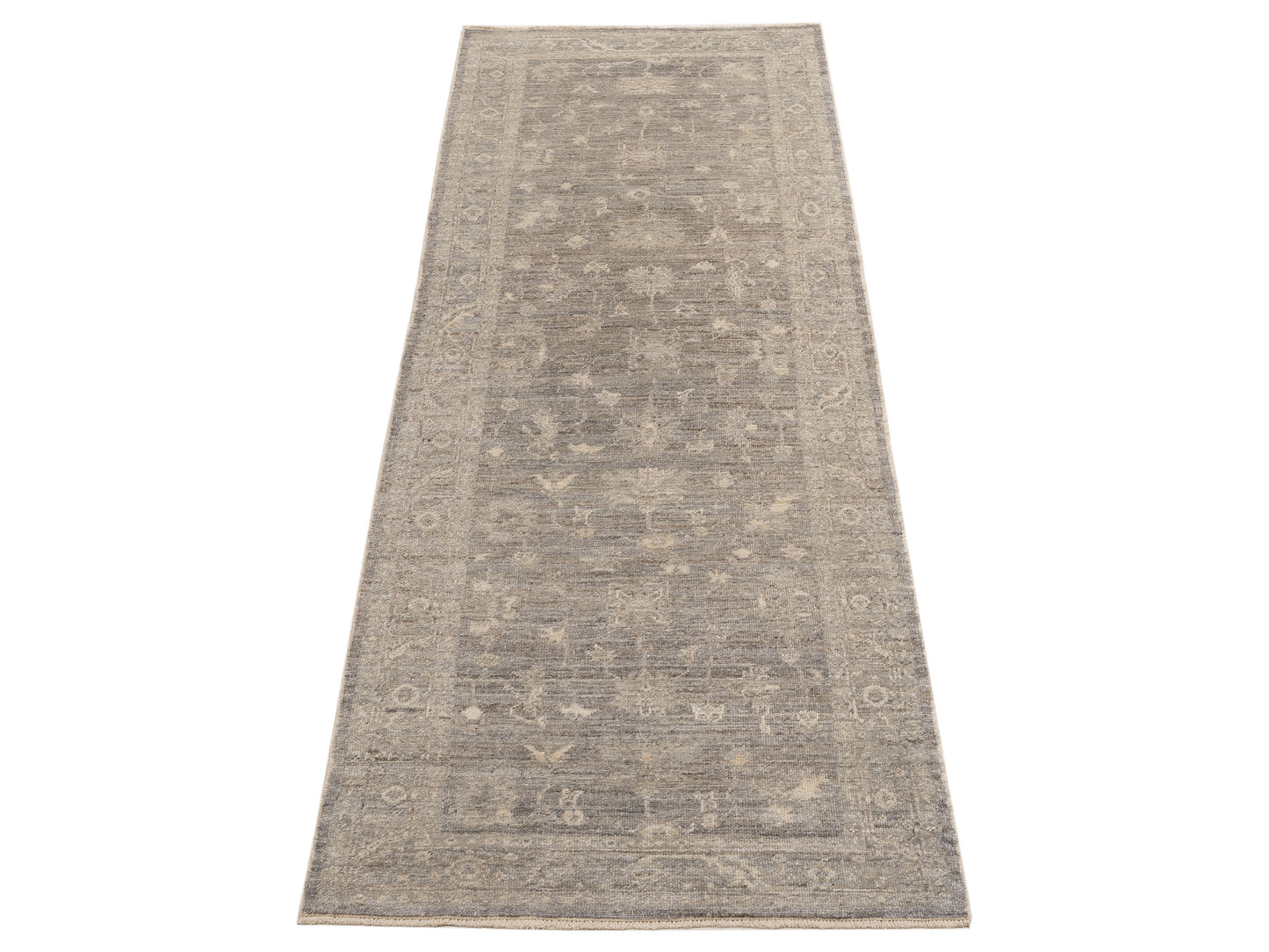 Angora Oushak 154088 Gray Gray 3.10x11.1 Hand Knotted Rug