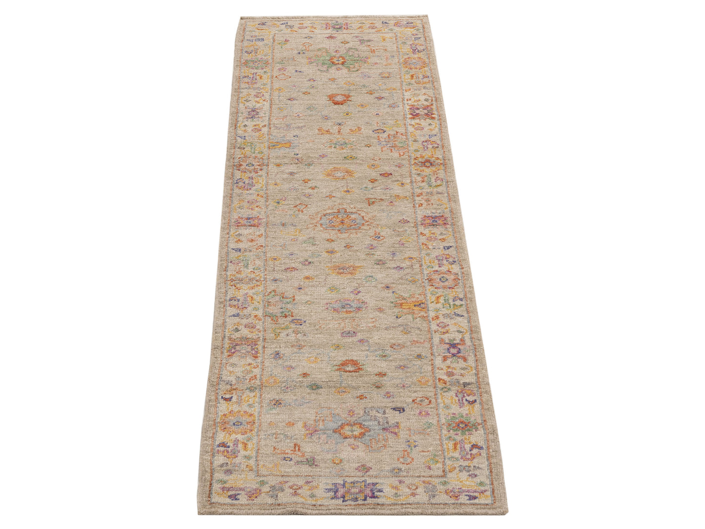 Angora Oushak 154091 Brown Beige 2.9x9.2 Hand Knotted Rug
