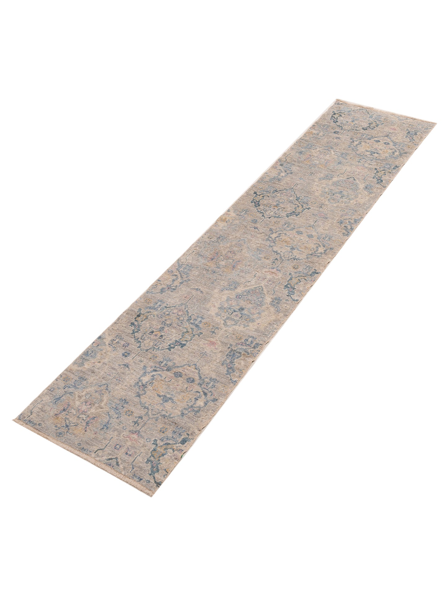 Angora Oushak 154099 Gray Blue 2.6x11.5 Hand Knotted Rug
