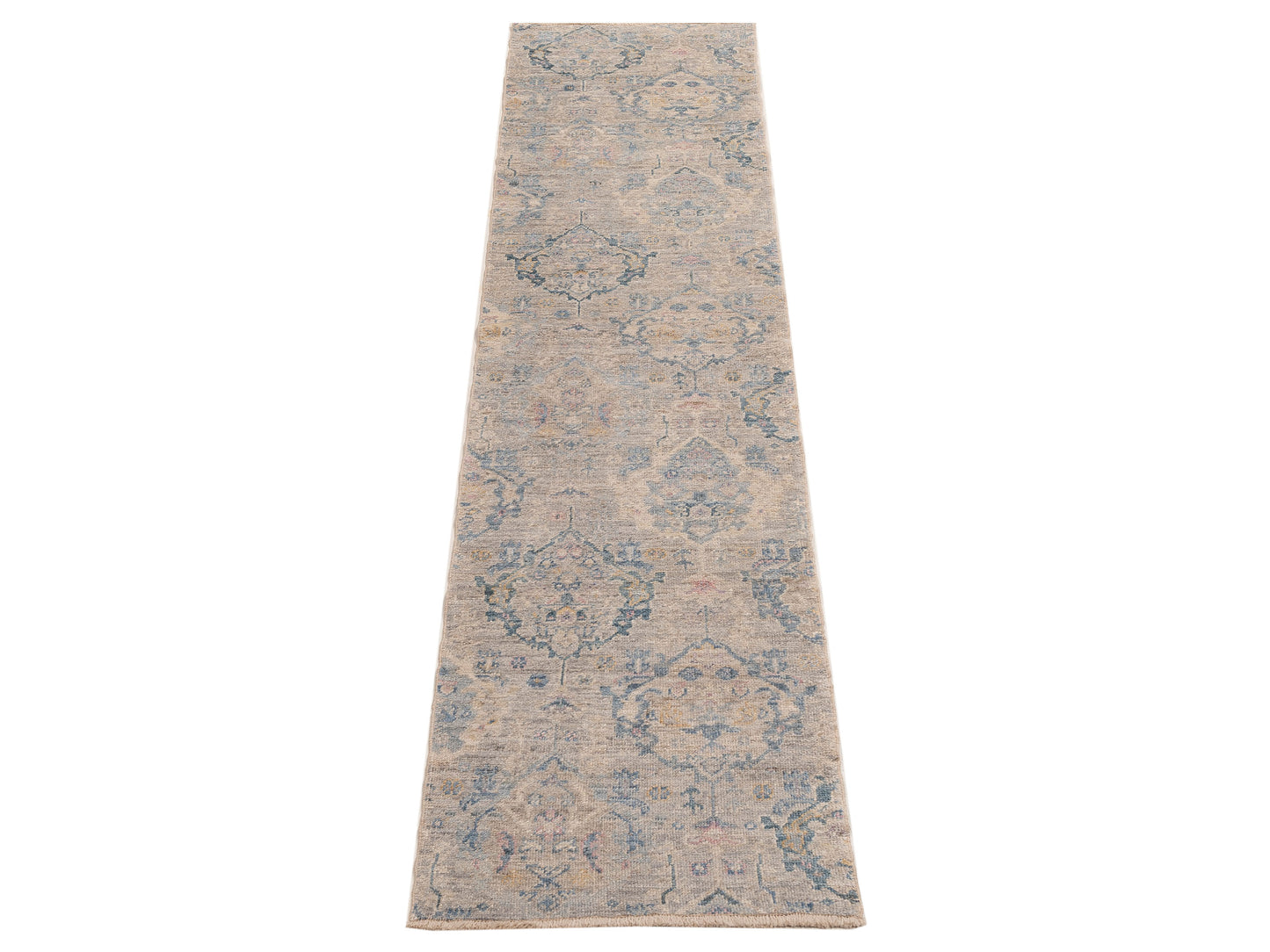 Angora Oushak 154099 Gray Blue 2.6x11.5 Hand Knotted Rug