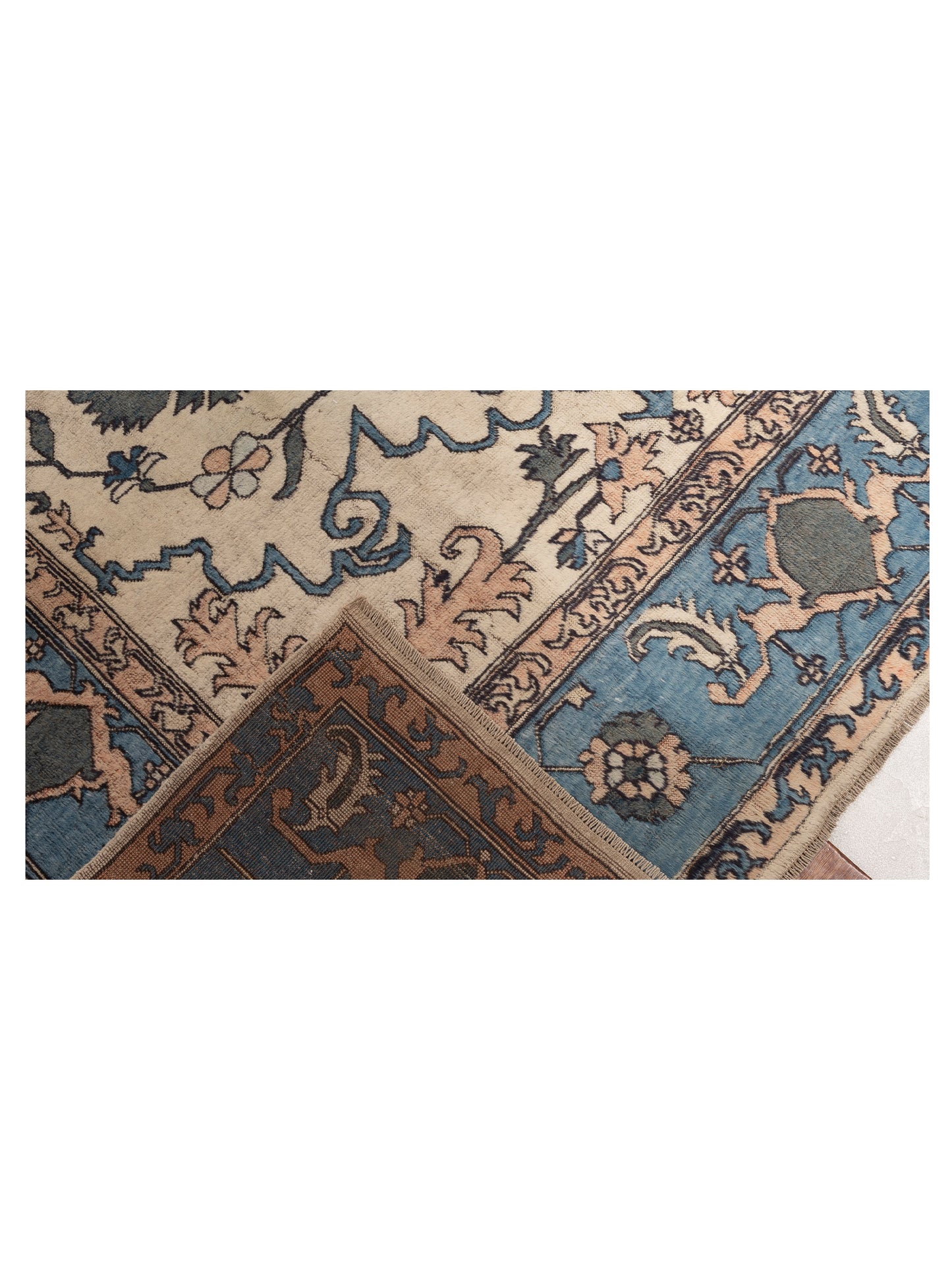 Old Anatolian 154106 Beige Blue 7.4x13.5 Hand Knotted Rug