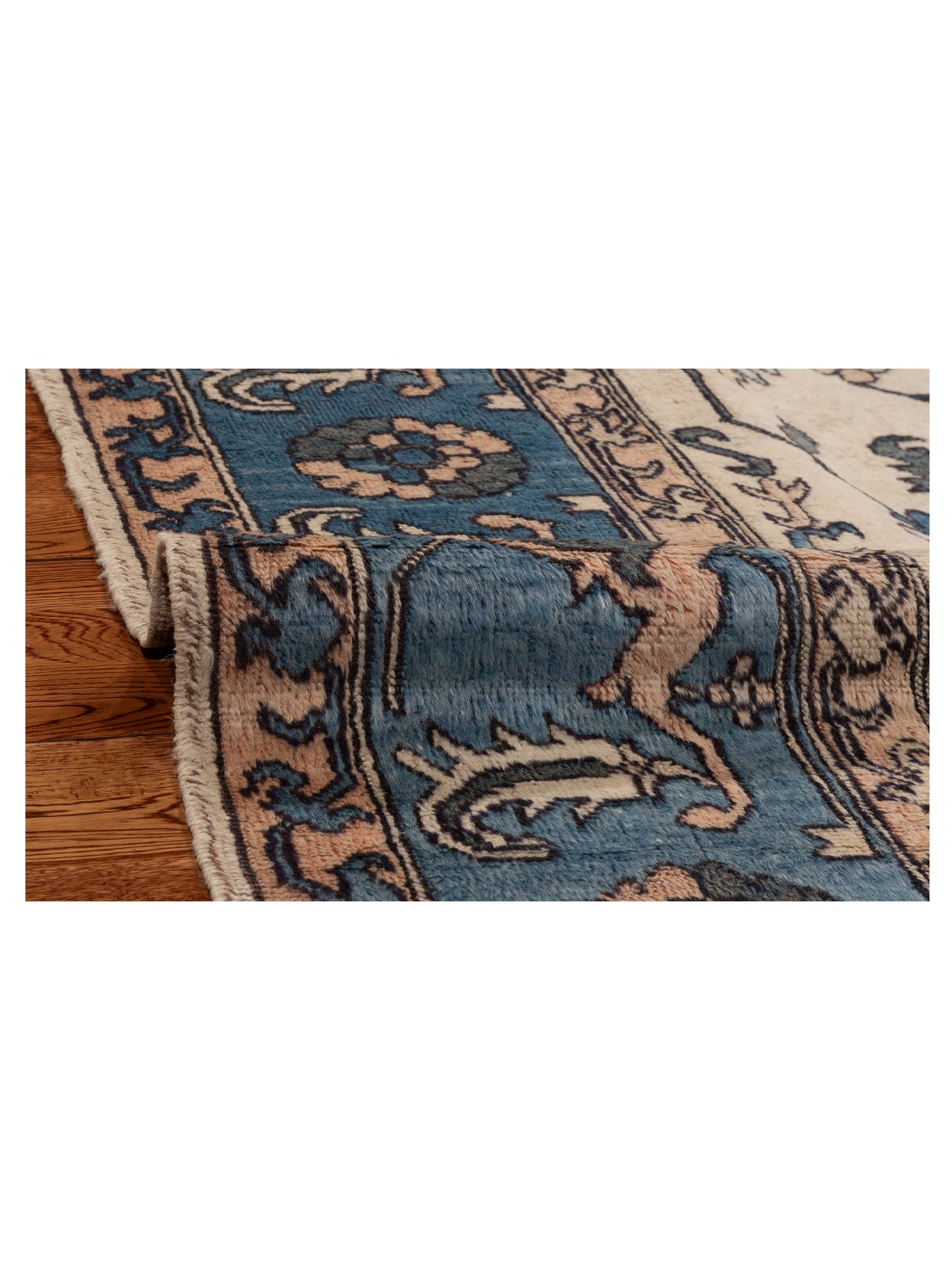 Old Anatolian 154106 Beige Blue 7.4x13.5 Hand Knotted Rug