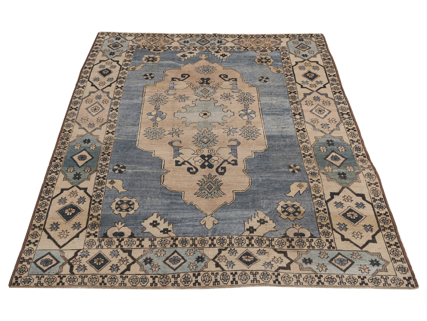Old Anatolian 154108 Blue Beige 7.10x10.8 Hand Knotted Rug