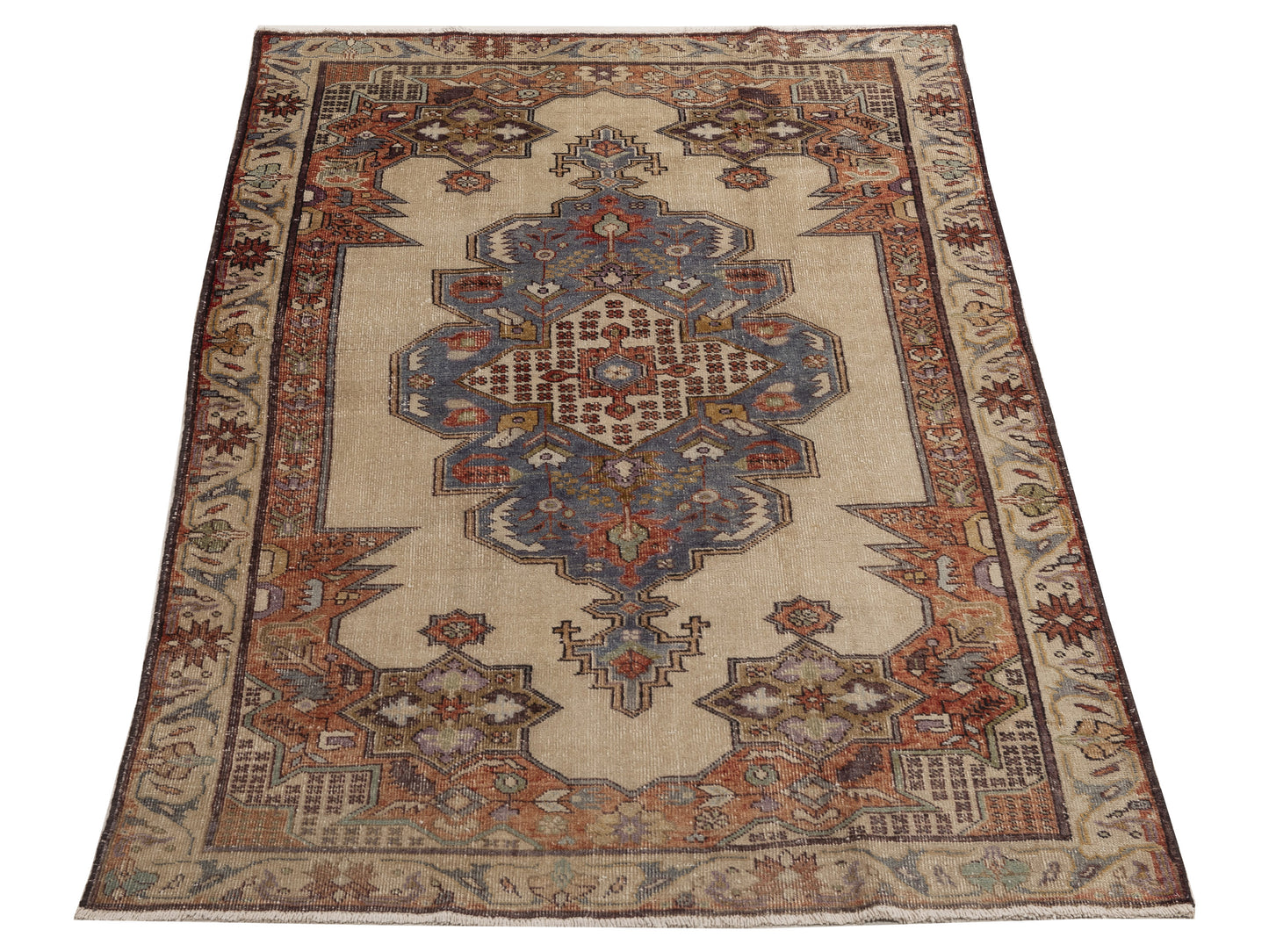 Old Anatolian 154109 Beige Orange 4.6x7.6 Hand Knotted Rug