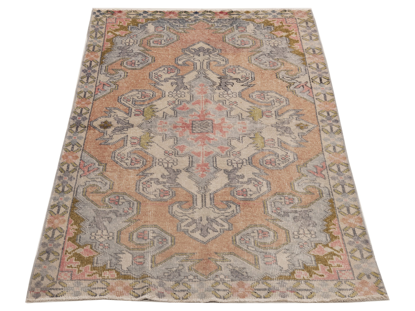 Old Anatolian 154116 Orange Beige 4.2x7.2 Hand Knotted Rug