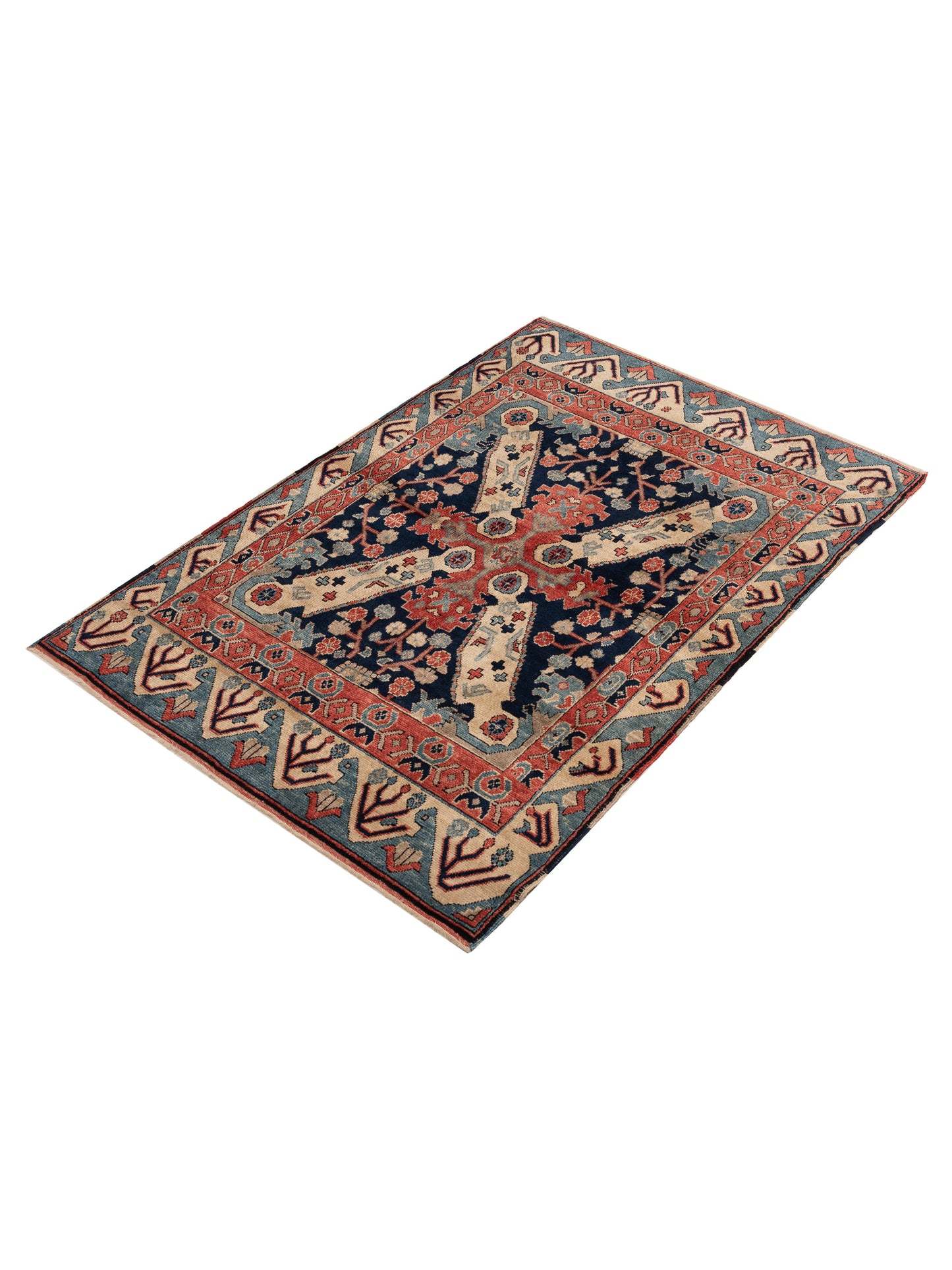 Turkish Shirwan 154147 Navy Blue 4.6x6.6 Hand Knotted Rug