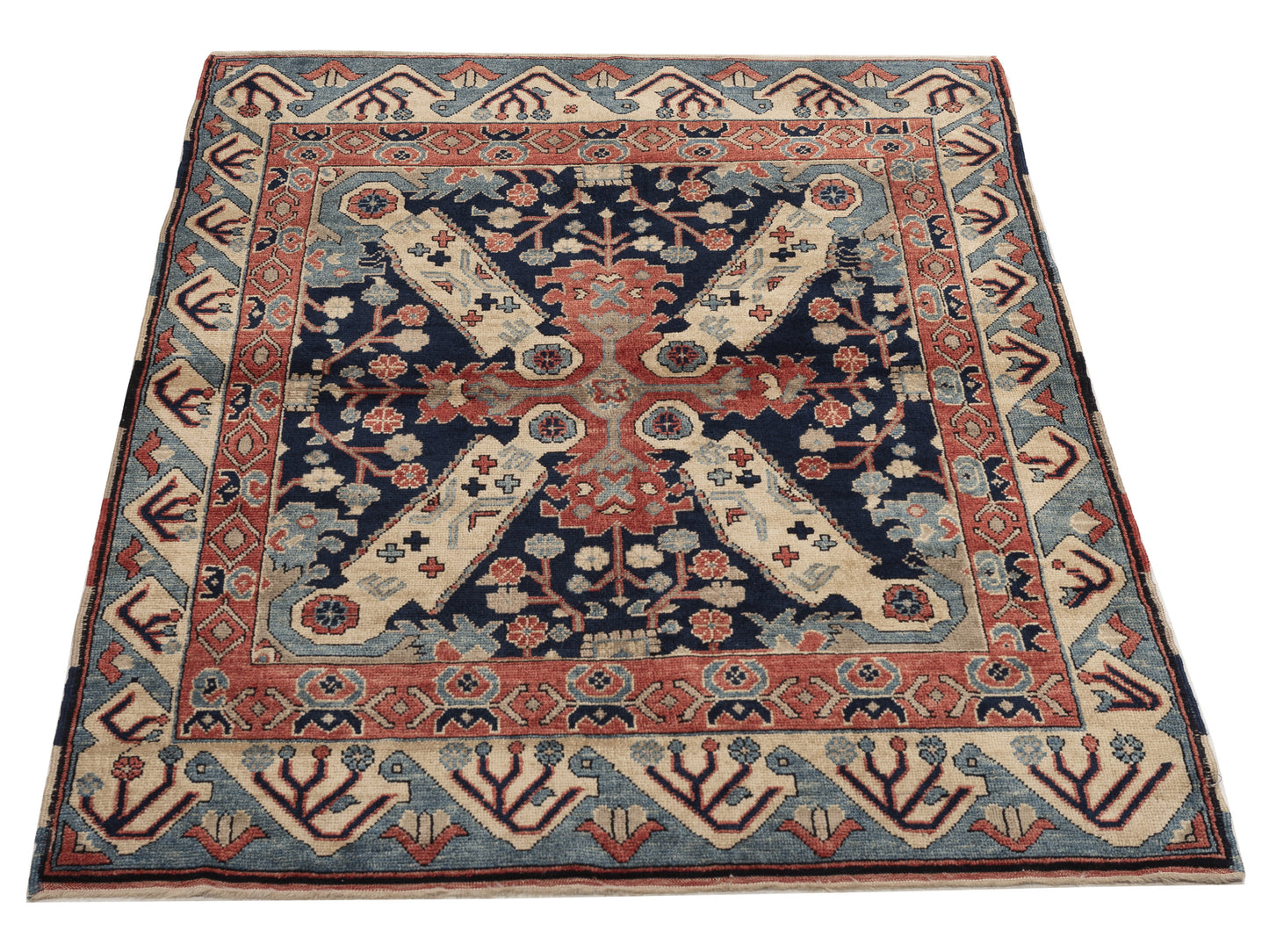 Turkish Shirwan 154147 Navy Blue 4.6x6.6 Hand Knotted Rug